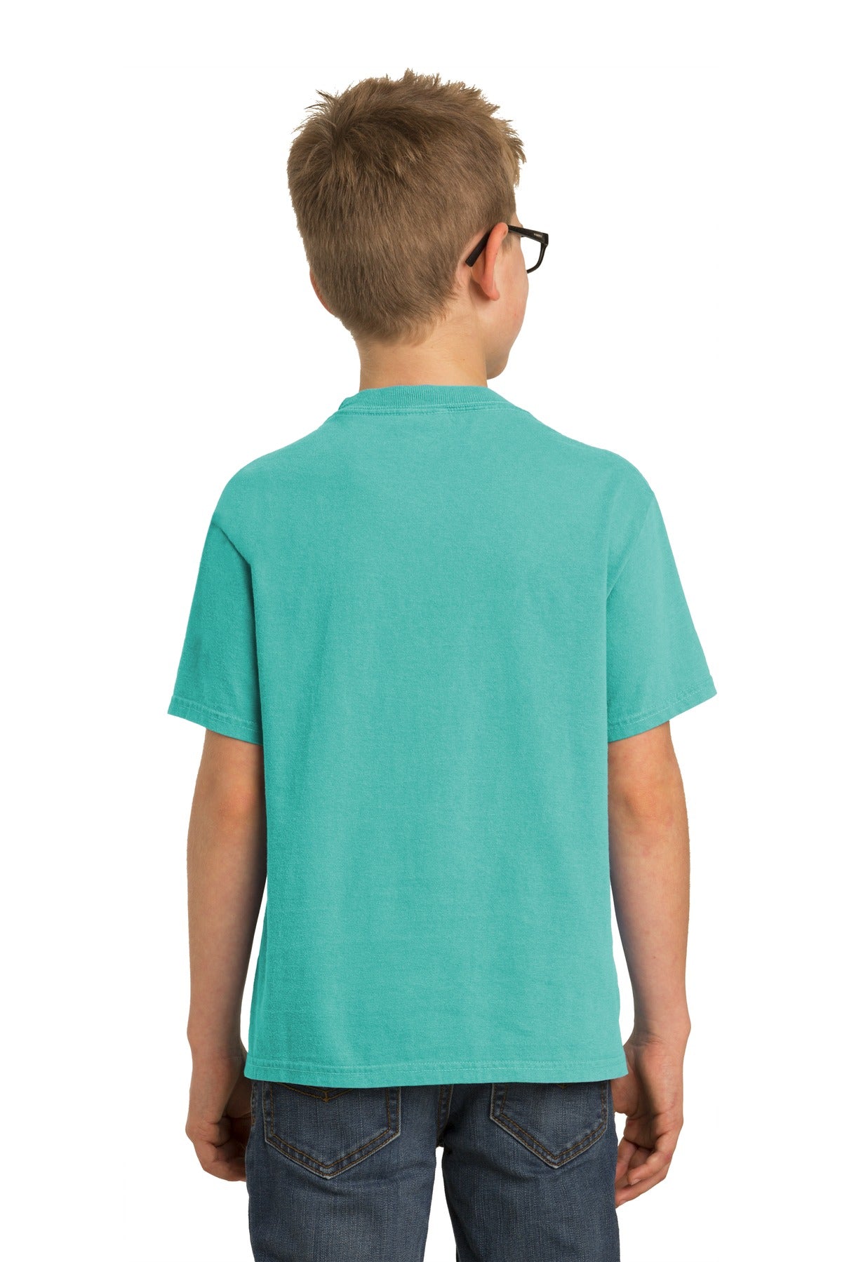 Custom Embroidered Port & Company Youth Beach Wash Garment-Dyed Tee. PC099Y,Peacock