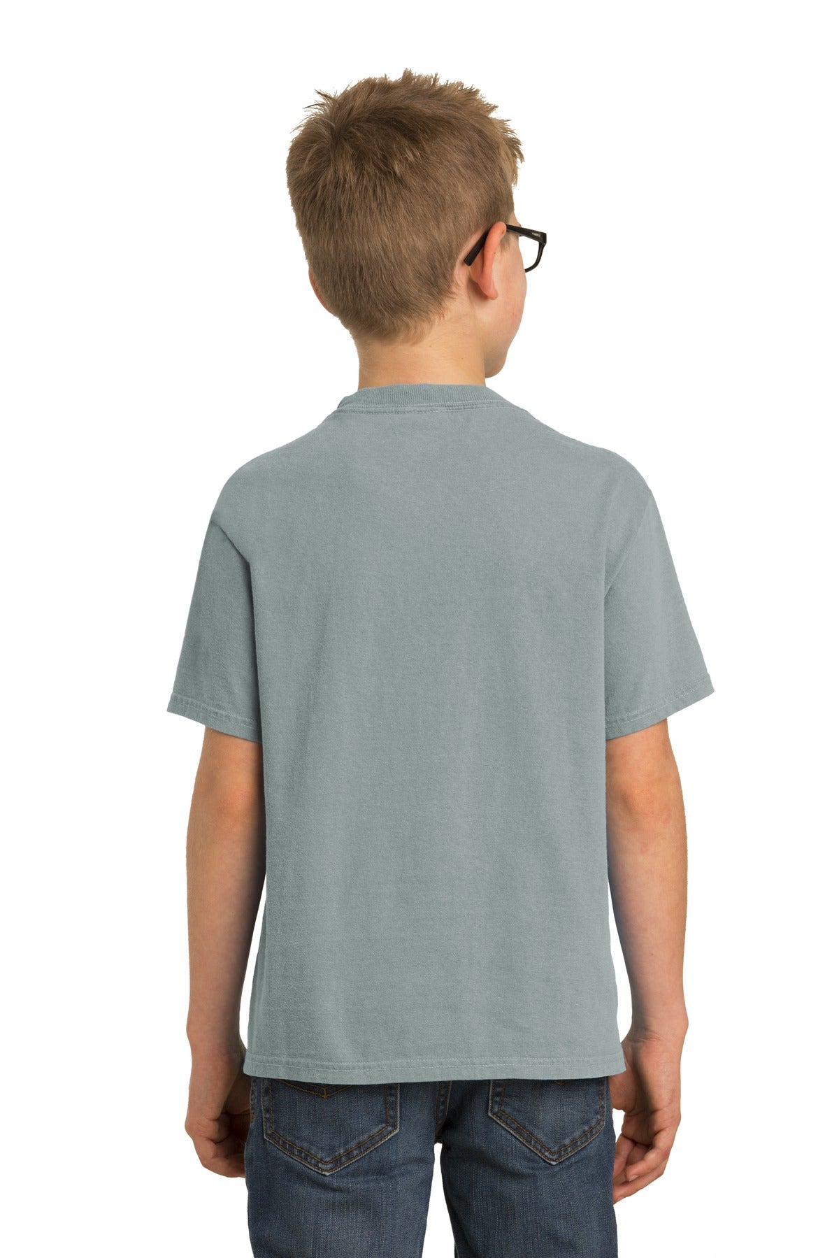 Custom Embroidered Port & Company Youth Beach Wash Garment-Dyed Tee. PC099Y,Pewter