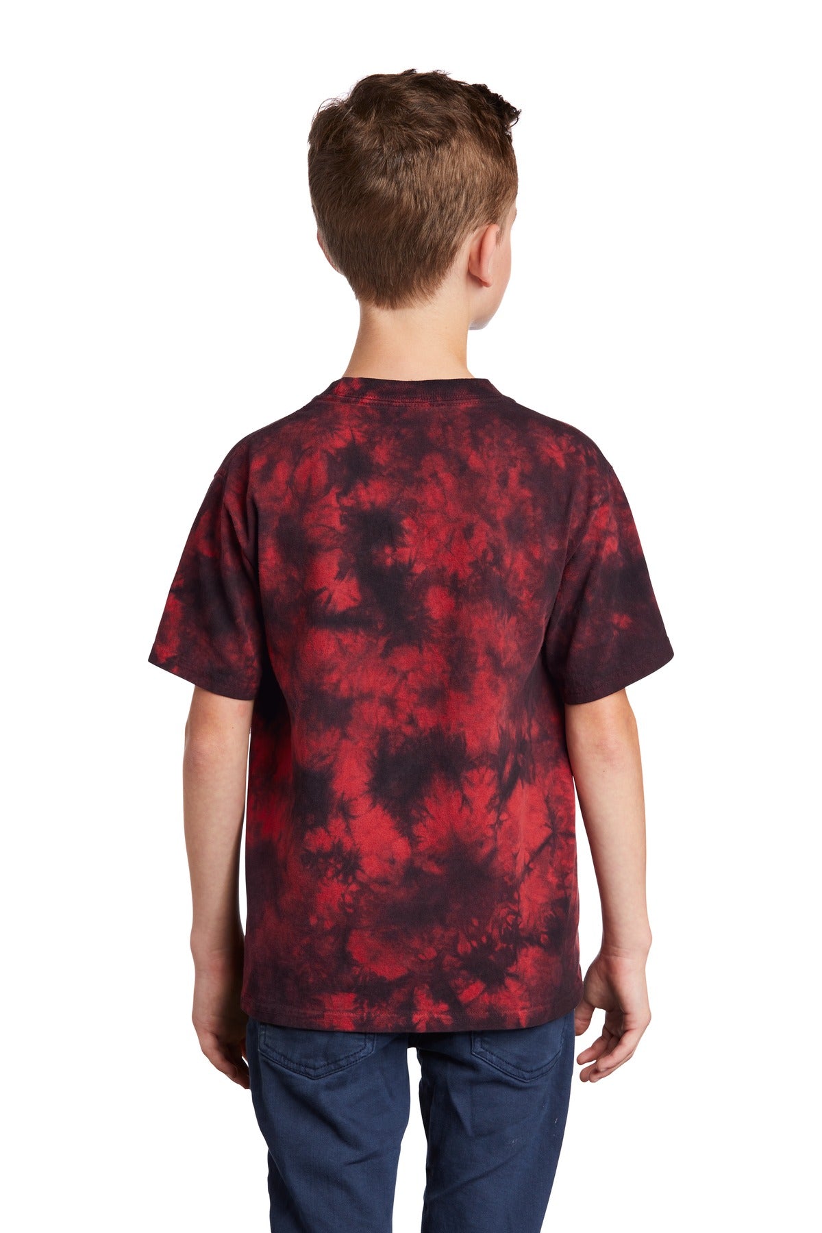Custom Embroidered Port & Company Youth Crystal Tie-Dye Tee PC145Y,Black/ Red