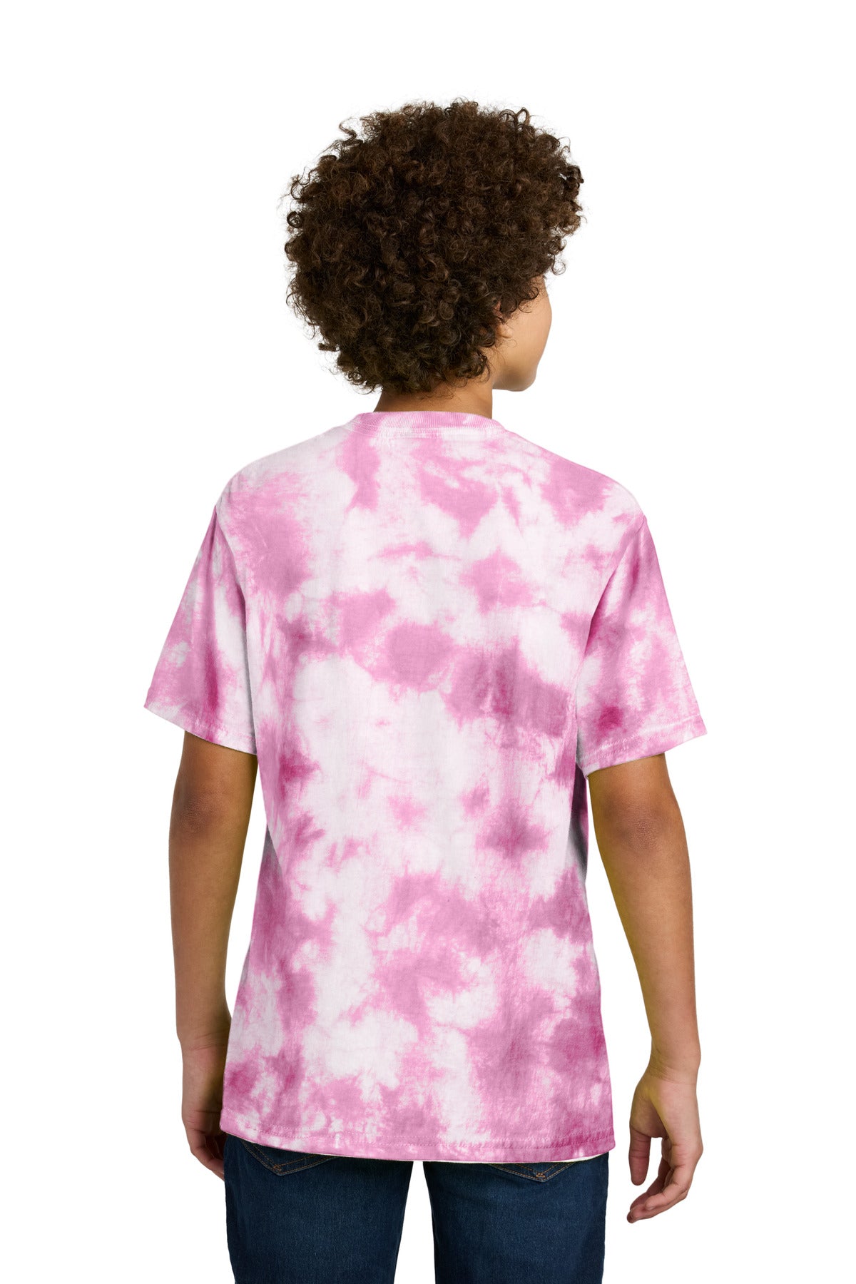 Custom Embroidered Port & Company Youth Crystal Tie-Dye Tee PC145Y,Bright Pink