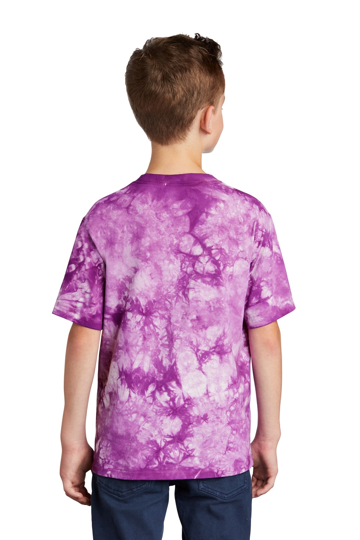 Custom Embroidered Port & Company Youth Crystal Tie-Dye Tee PC145Y,Purple