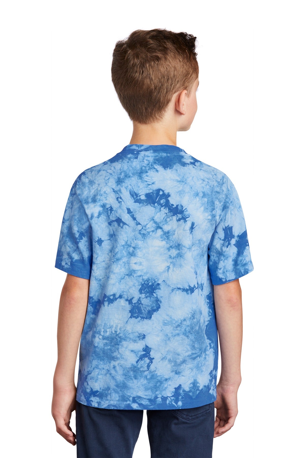 Custom Embroidered Port & Company Youth Crystal Tie-Dye Tee PC145Y,Sky Blue