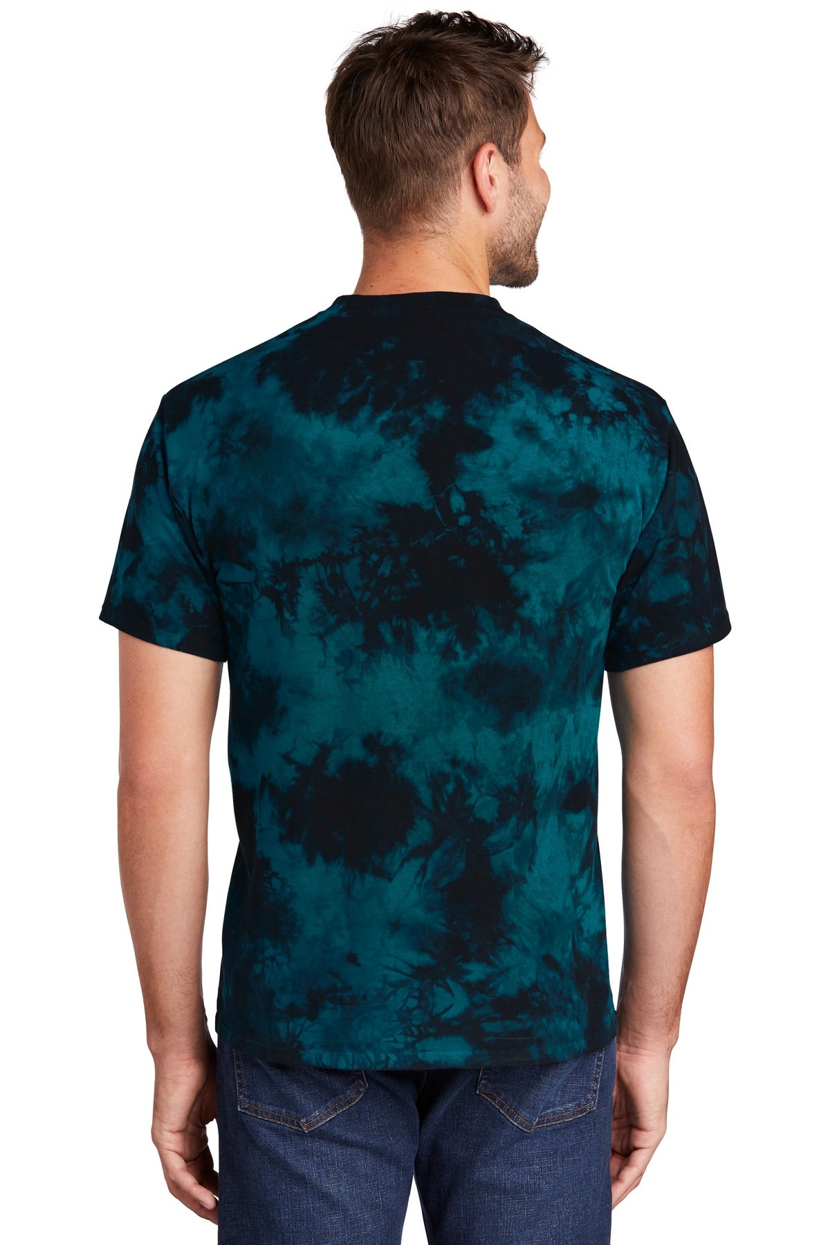 Custom Embroidered Port & Company Crystal Tie-Dye Tee PC145,Black/ Teal