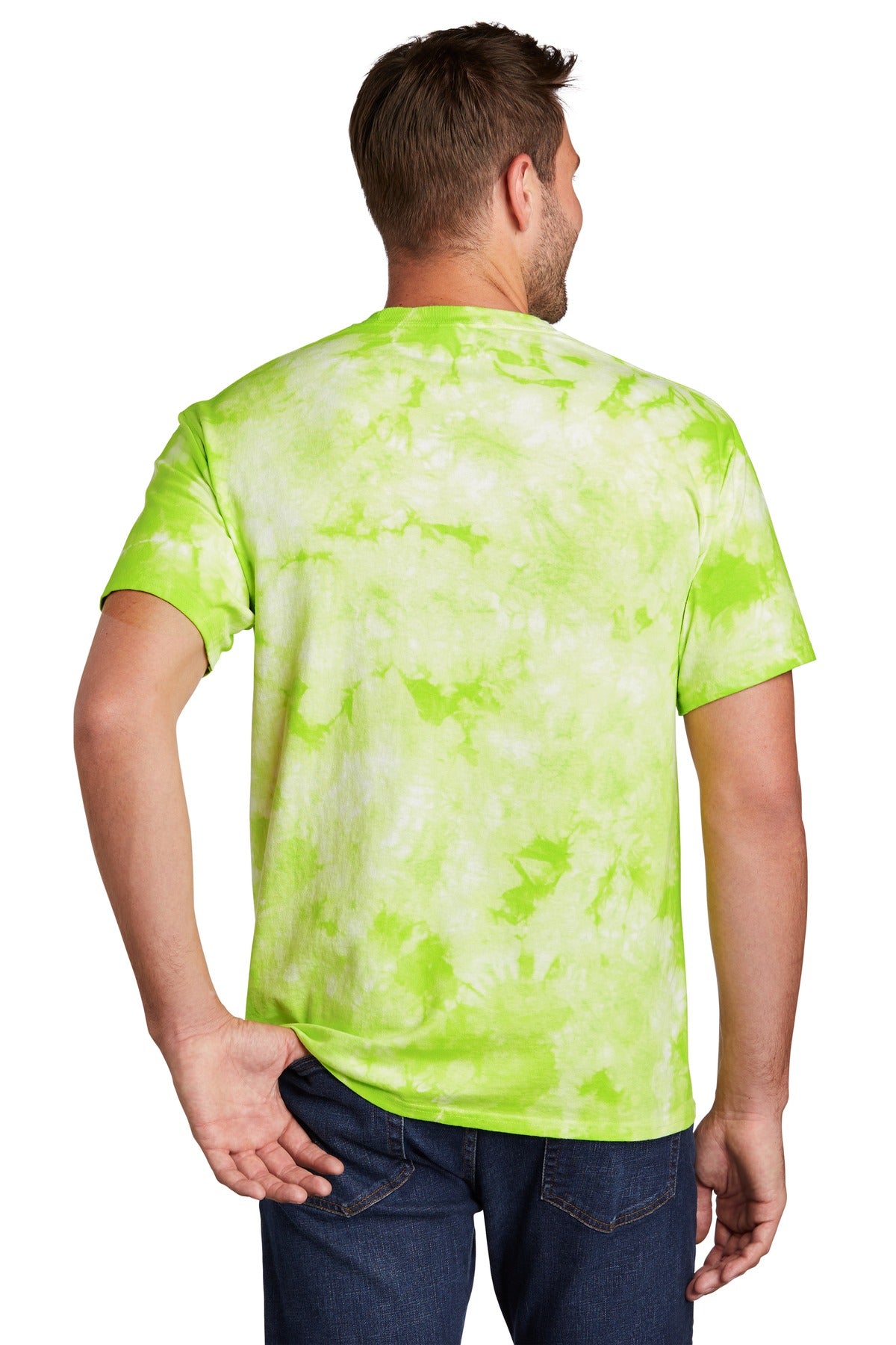 Custom Embroidered Port & Company Crystal Tie-Dye Tee PC145,Lemon Lime