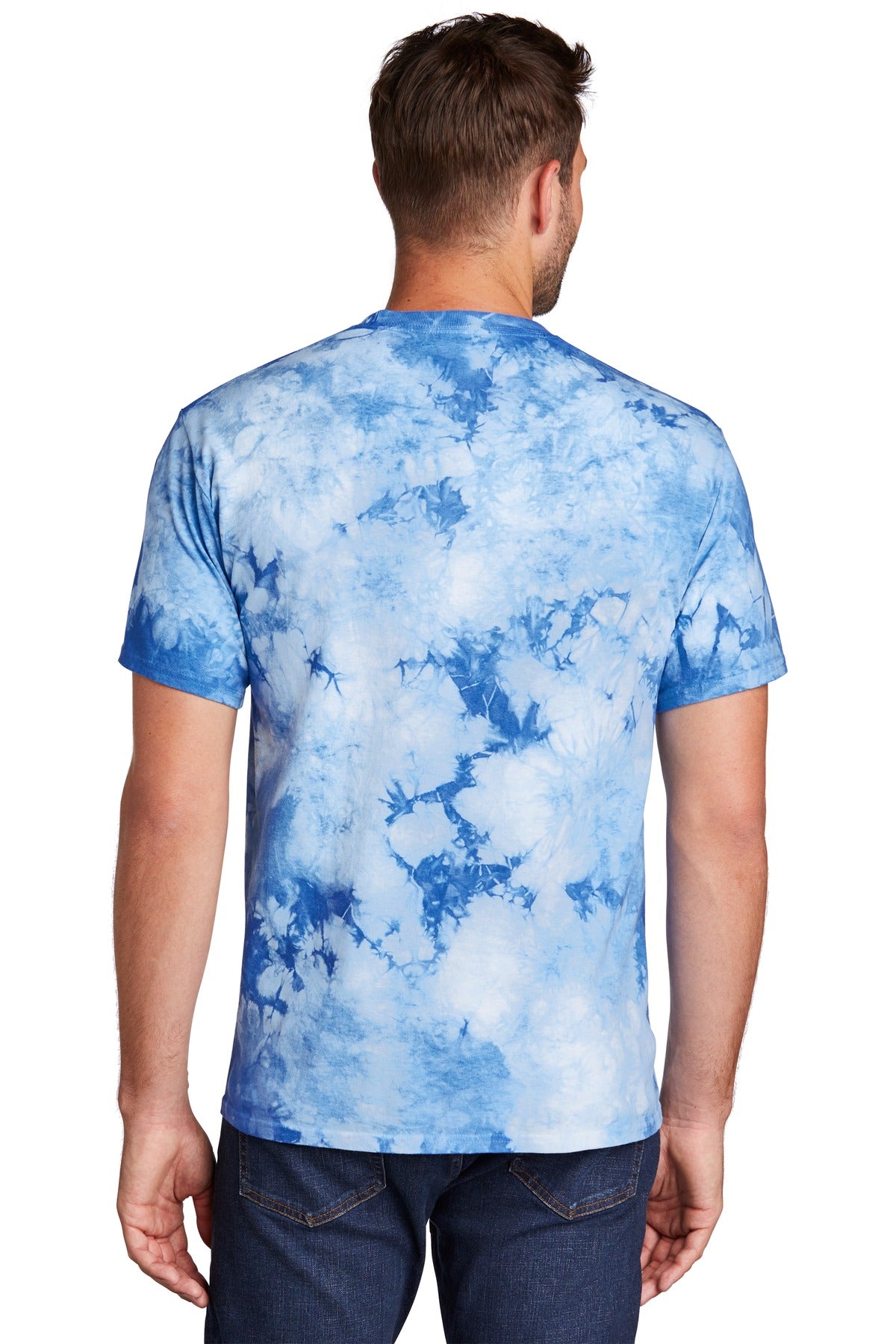 Custom Embroidered Port & Company Crystal Tie-Dye Tee PC145,Sky Blue