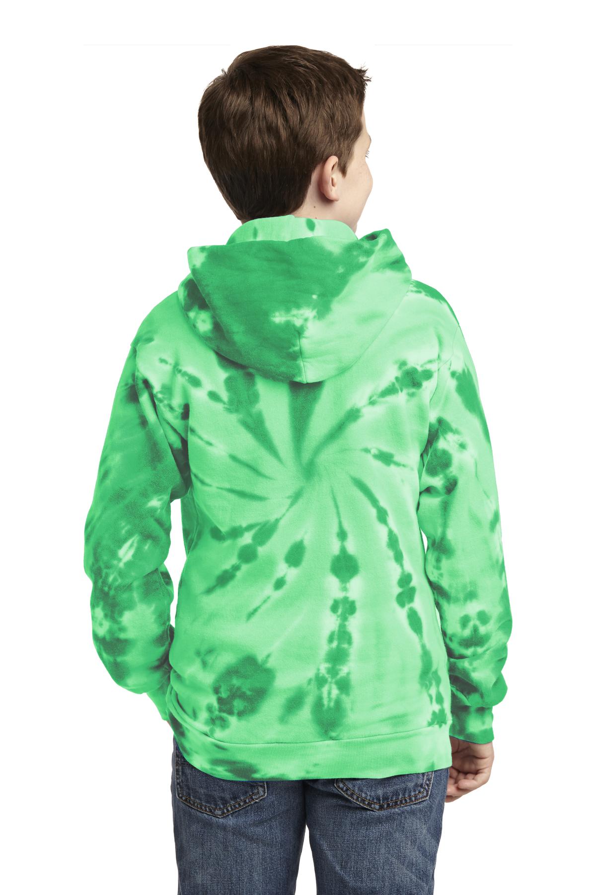 Custom Embroidered Port & Company Youth Tie-Dye Pullover Hooded Sweatshirt. PC146Y,Kelly