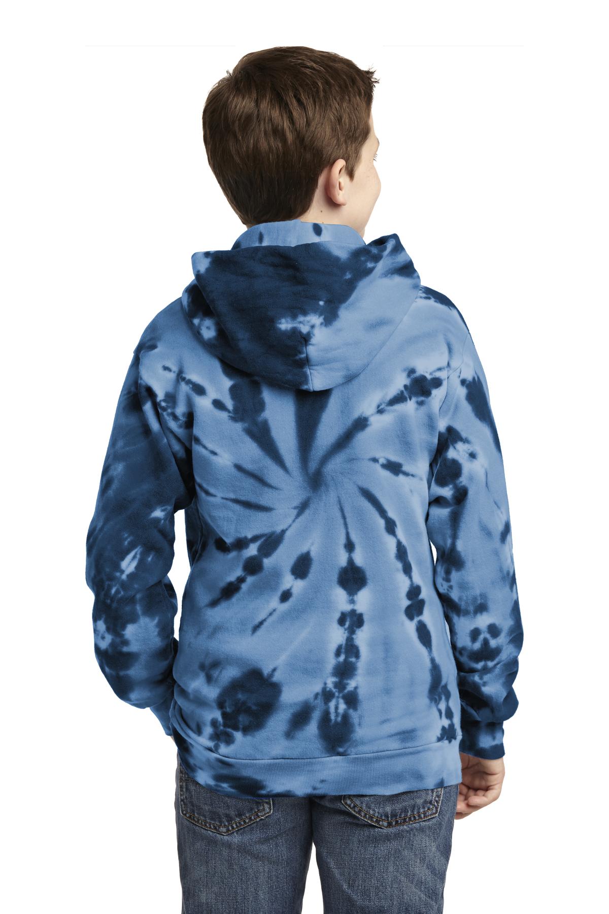Custom Embroidered Port & Company Youth Tie-Dye Pullover Hooded Sweatshirt. PC146Y,Navy