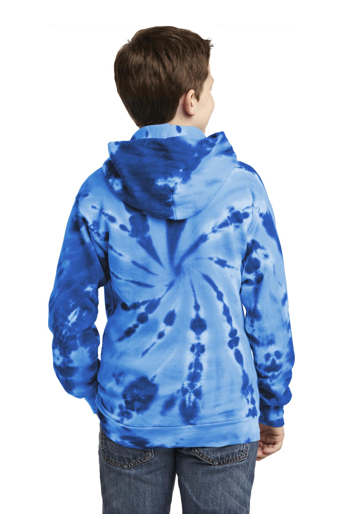 Custom Embroidered Port & Company Youth Tie-Dye Pullover Hooded Sweatshirt. PC146Y,Royal