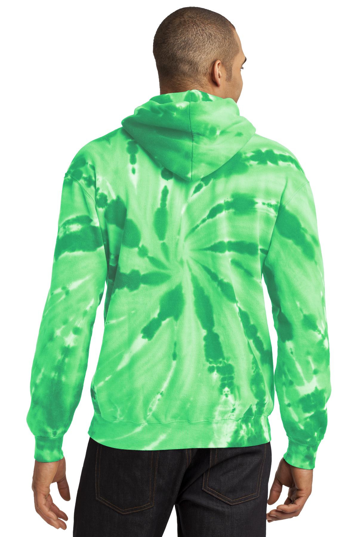 Custom Embroidered Port & Company Tie-Dye Pullover Hooded Sweatshirt. PC146,Kelly