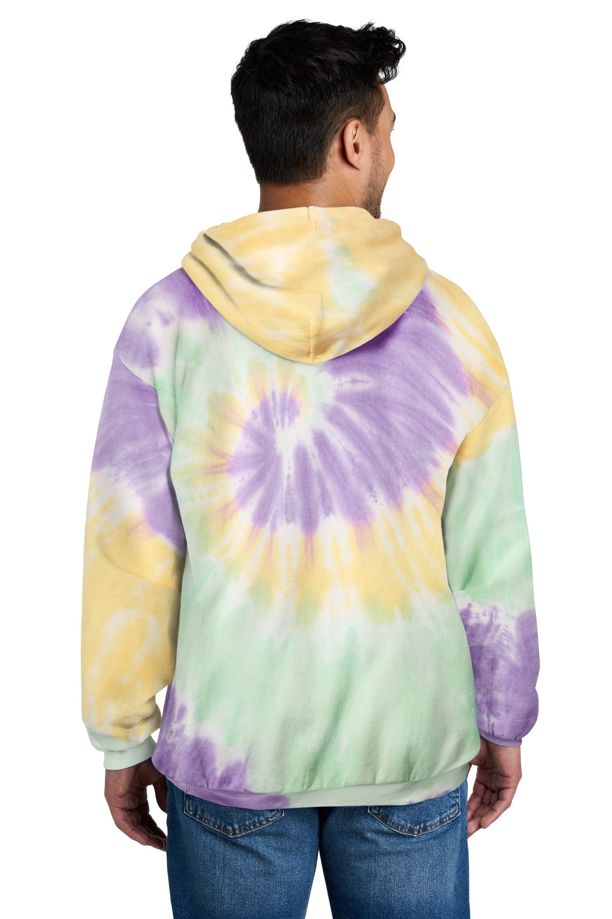 Custom Embroidered Port & Company Tie-Dye Pullover Hooded Sweatshirt. PC146,Mint Rainbow