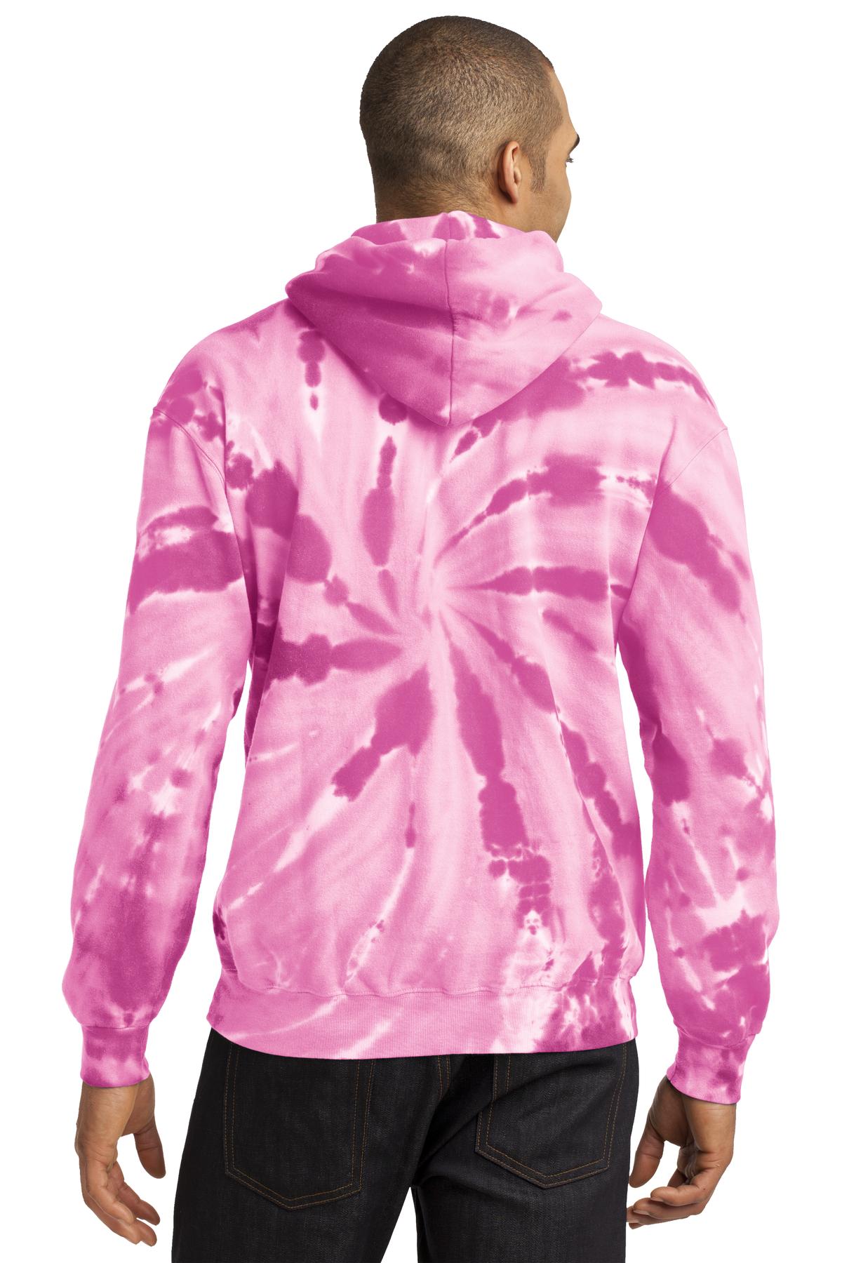 Custom Embroidered Port & Company Tie-Dye Pullover Hooded Sweatshirt. PC146,Pink