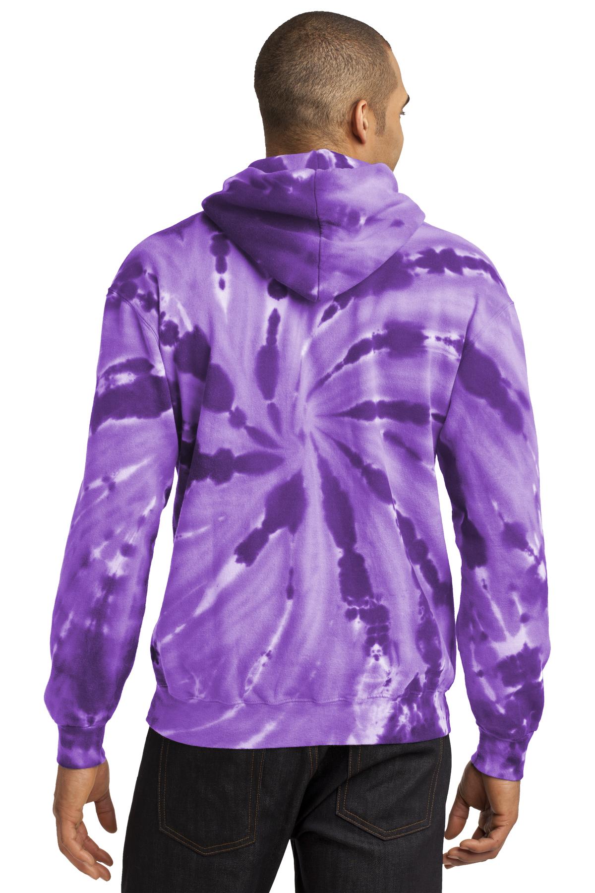 Custom Embroidered Port & Company Tie-Dye Pullover Hooded Sweatshirt. PC146,Purple