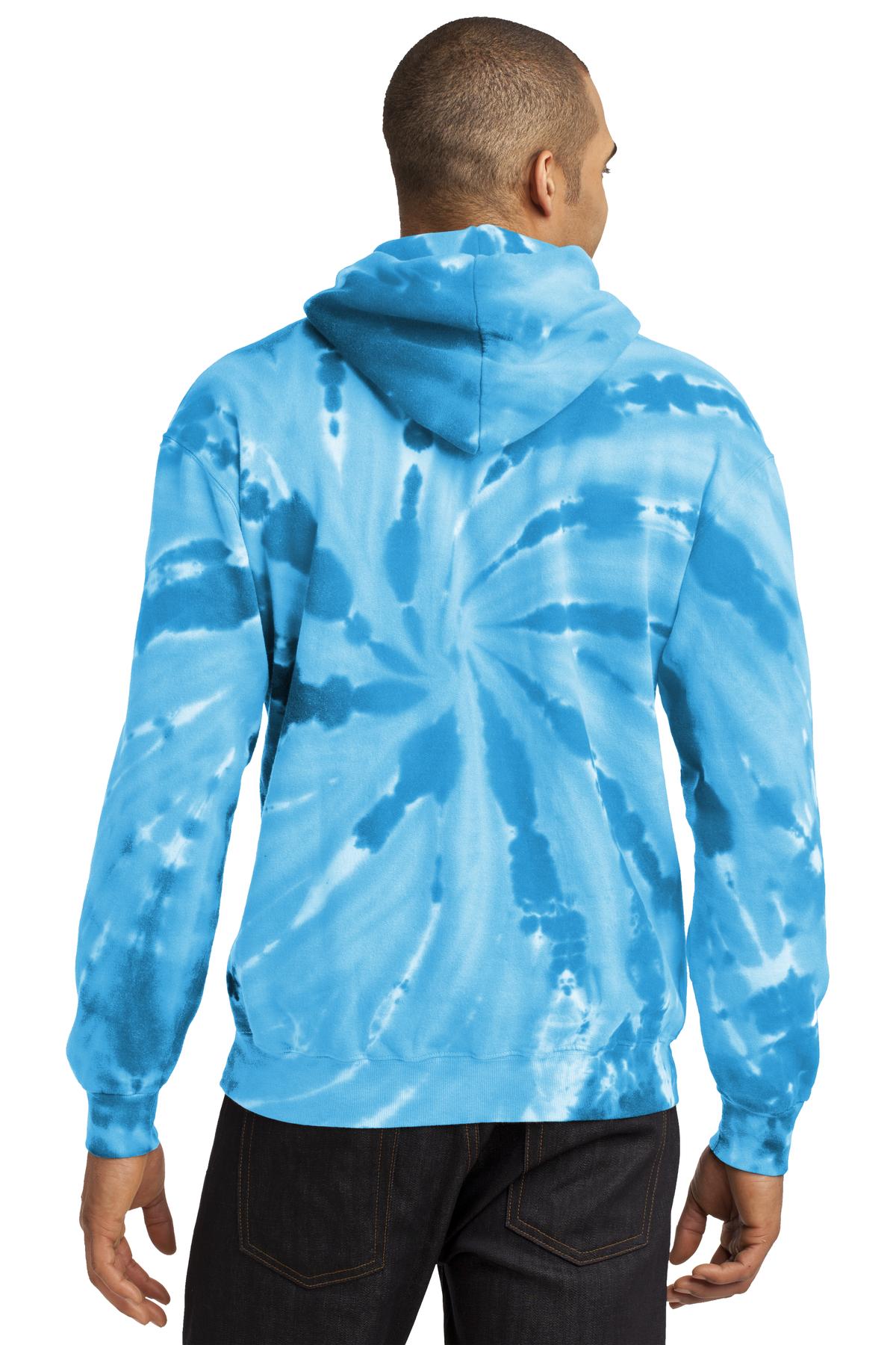 Custom Embroidered Port & Company Tie-Dye Pullover Hooded Sweatshirt. PC146,Turquoise
