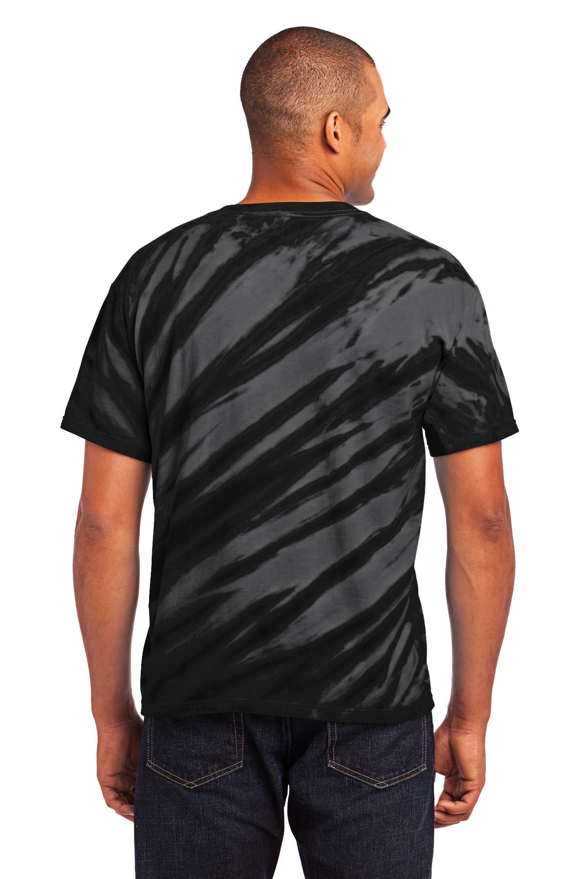 Custom Embroidered Port & Company - Tiger Stripe Tie-Dye Tee. PC148,Black