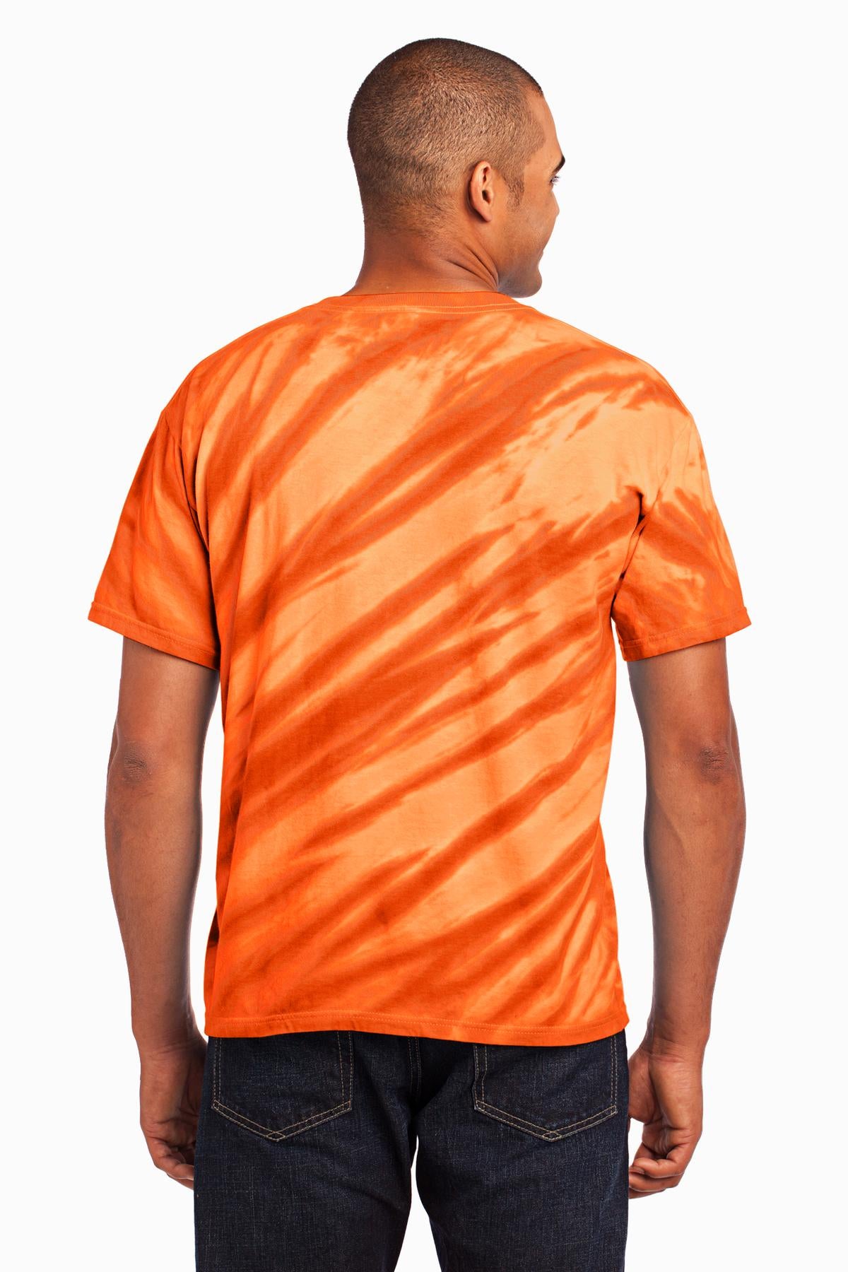 Custom Embroidered Port & Company - Tiger Stripe Tie-Dye Tee. PC148,Orange