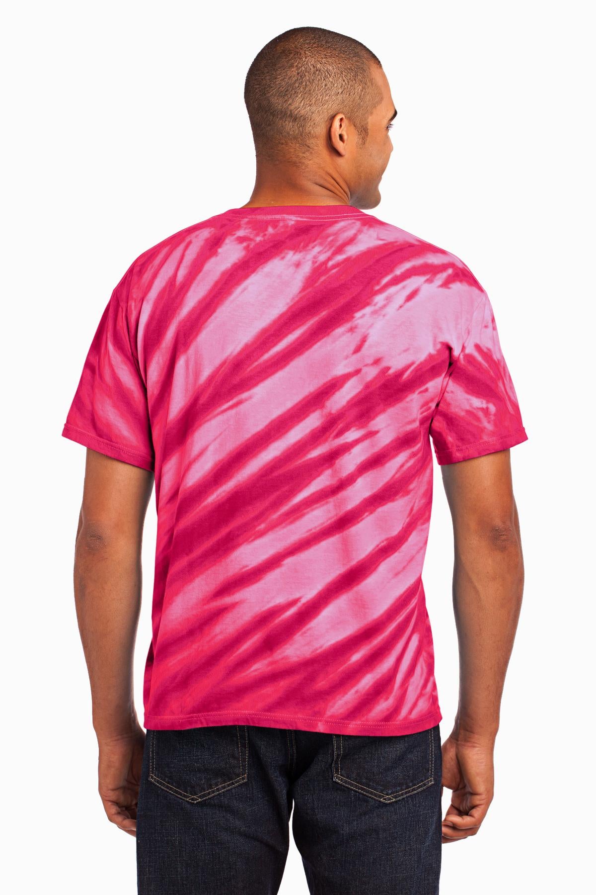 Custom Embroidered Port & Company - Tiger Stripe Tie-Dye Tee. PC148,Pink