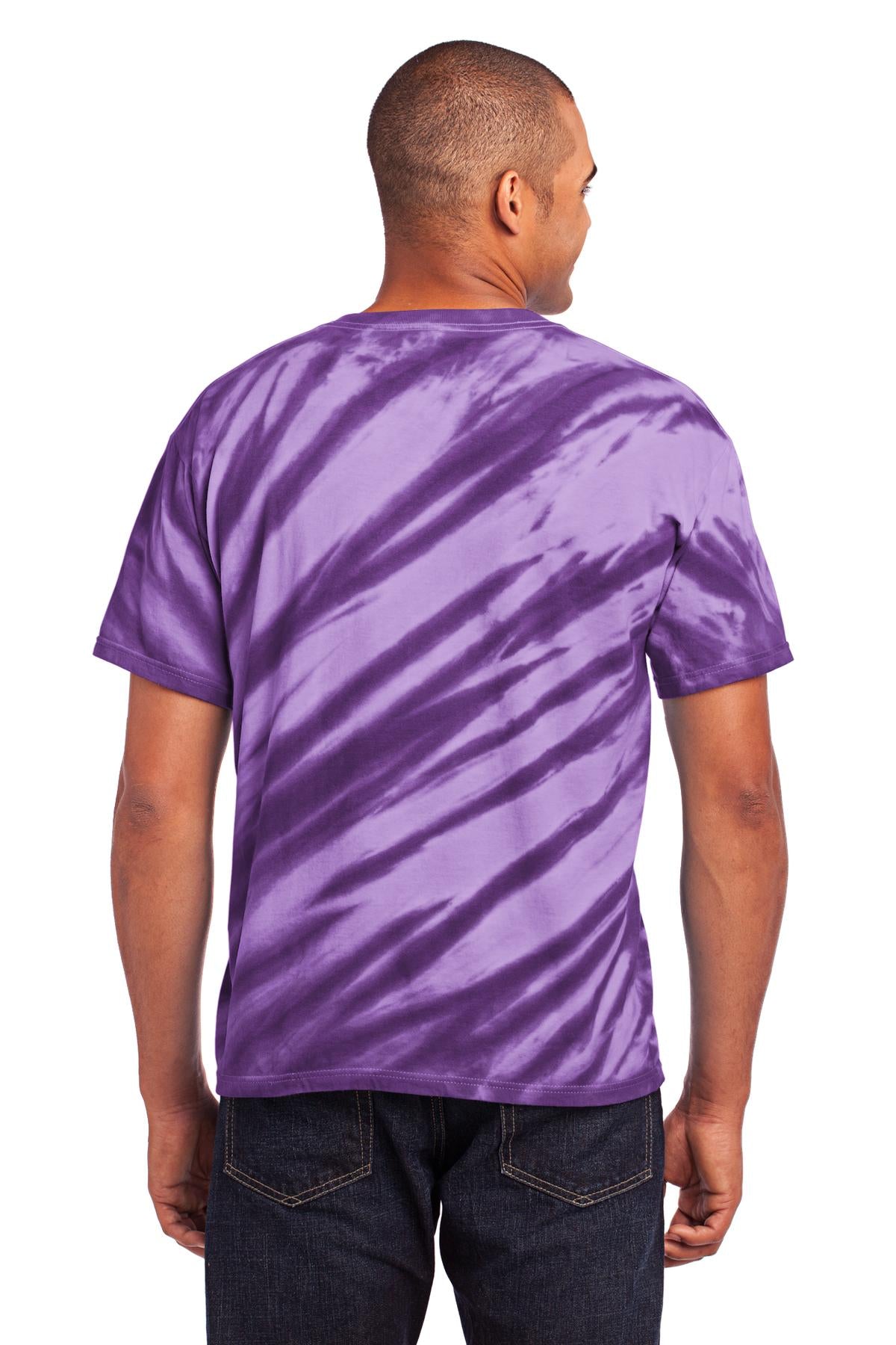 Custom Embroidered Port & Company - Tiger Stripe Tie-Dye Tee. PC148,Purple