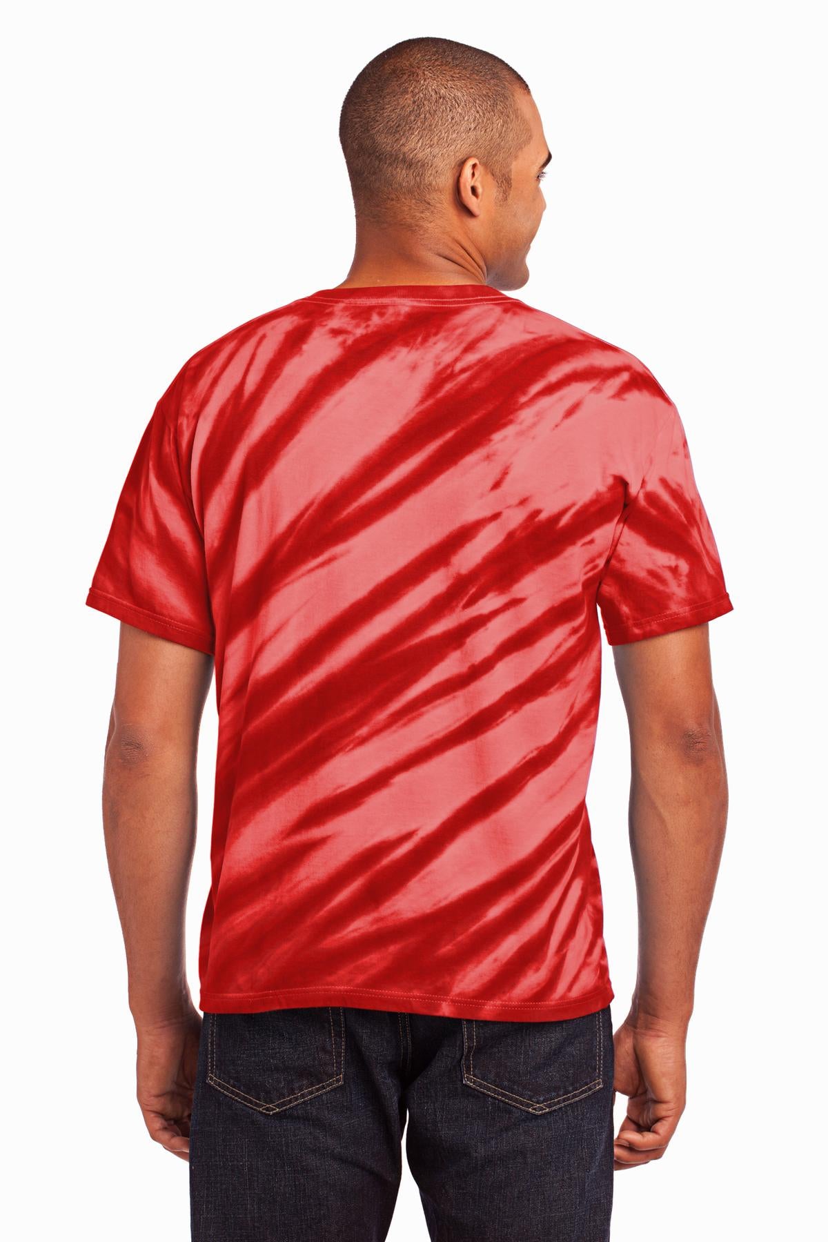 Custom Embroidered Port & Company - Tiger Stripe Tie-Dye Tee. PC148,Red