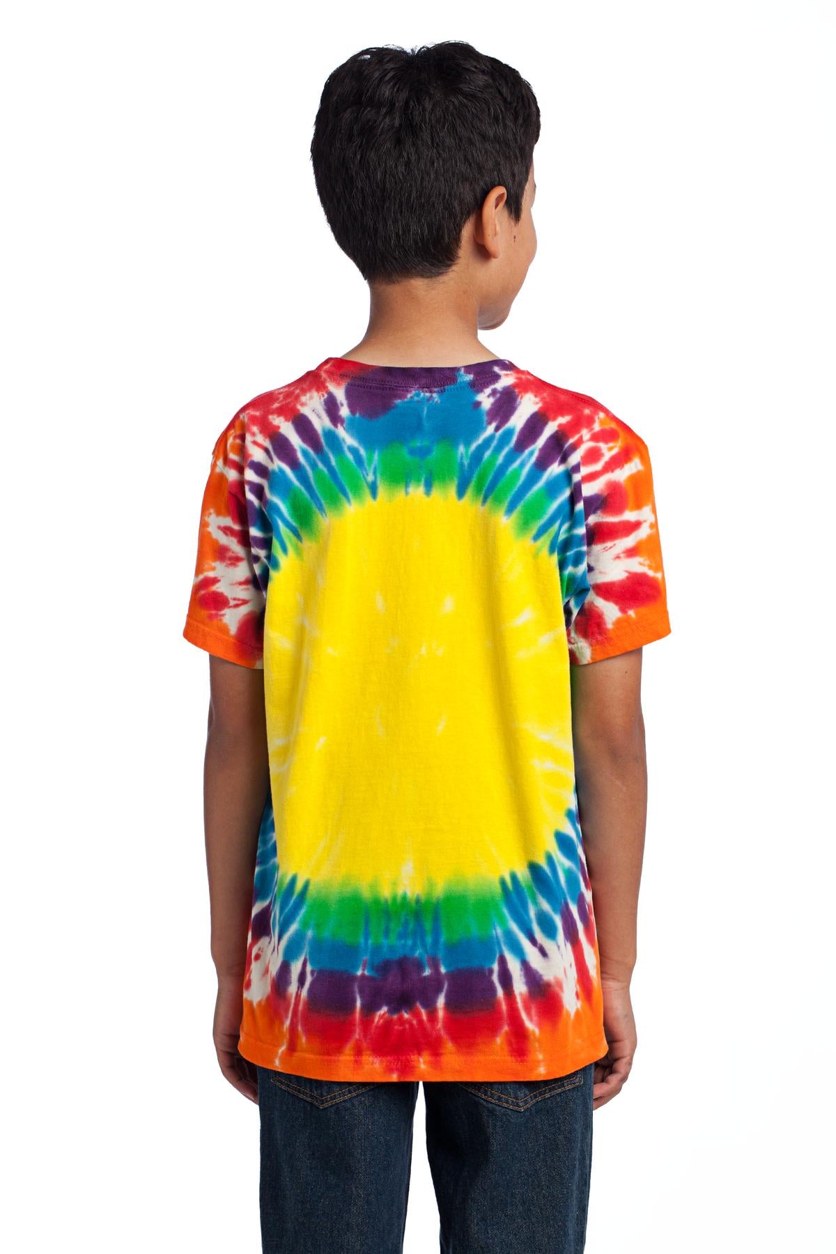 Custom Embroidered Port & Company - Youth Window Tie-Dye Tee. PC149Y,Rainbow