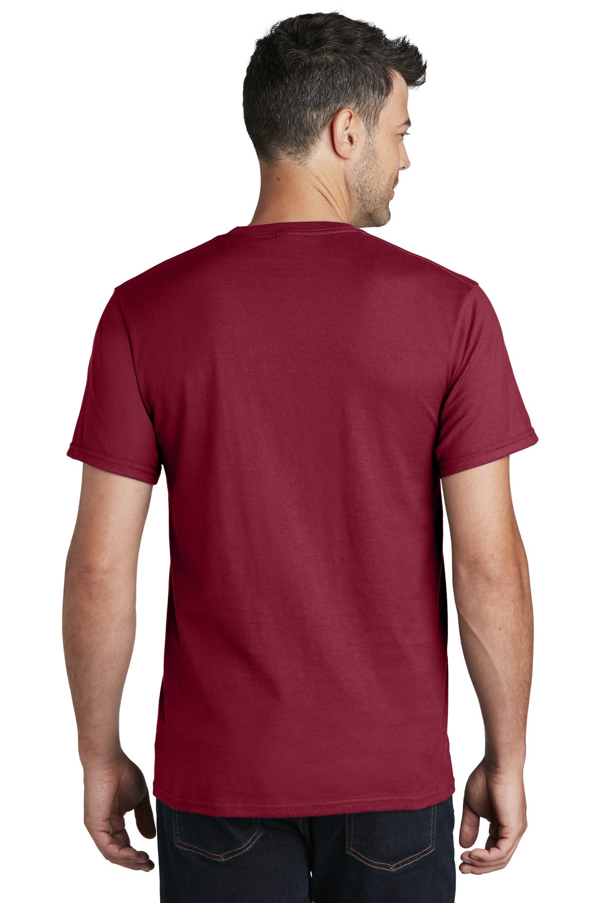 Custom Embroidered Port & Company - Ring Spun Cotton Tee. PC150,Cardinal