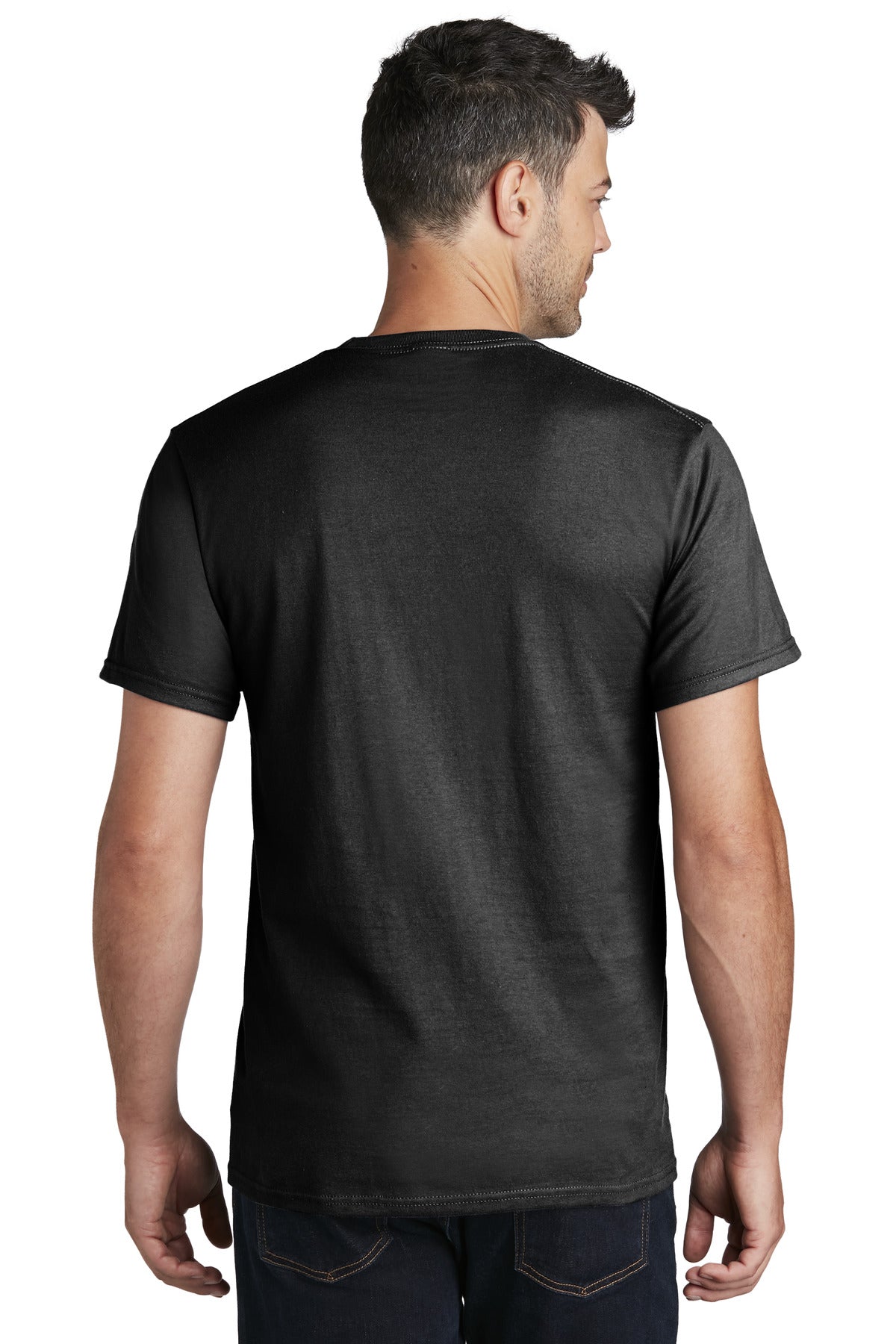 Custom Embroidered Port & Company - Ring Spun Cotton Tee. PC150,Jet Black