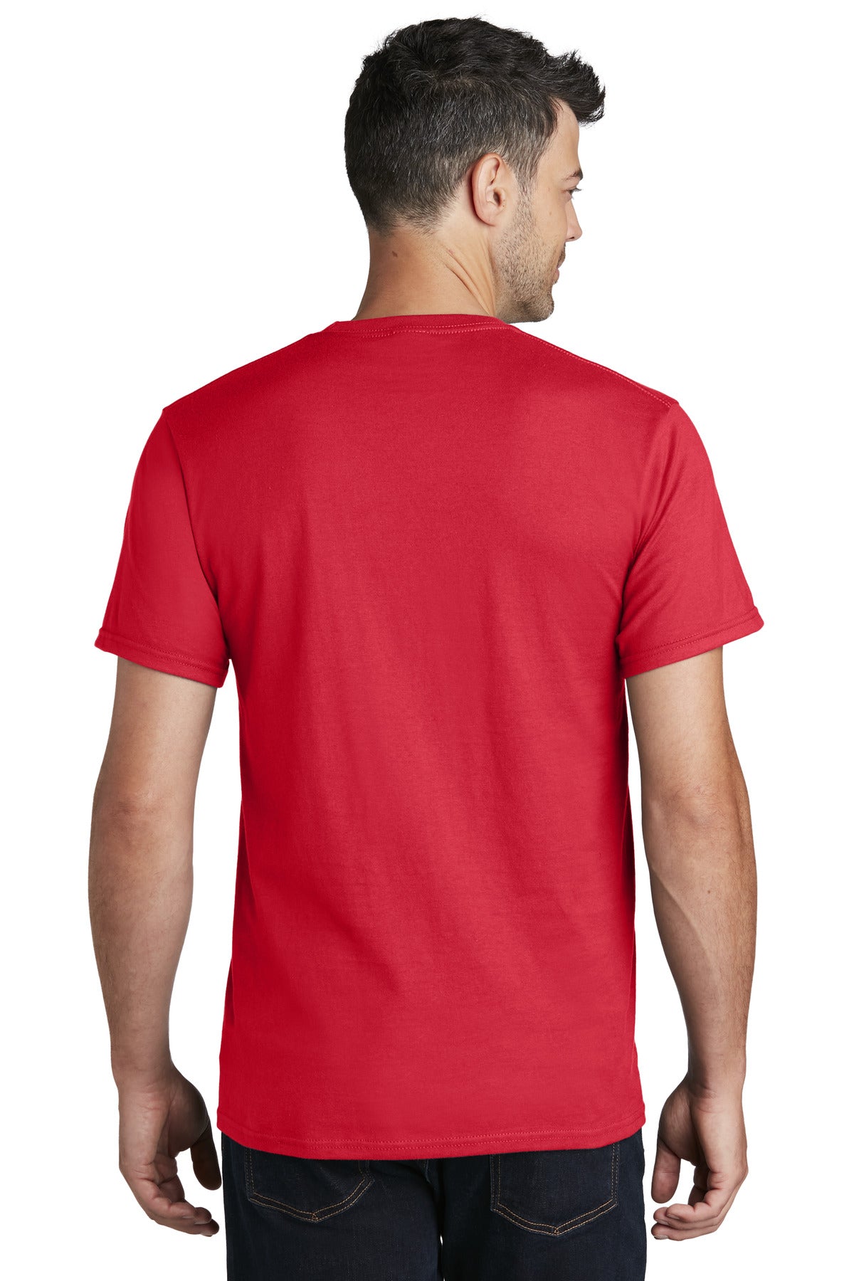 Custom Embroidered Port & Company - Ring Spun Cotton Tee. PC150,Red