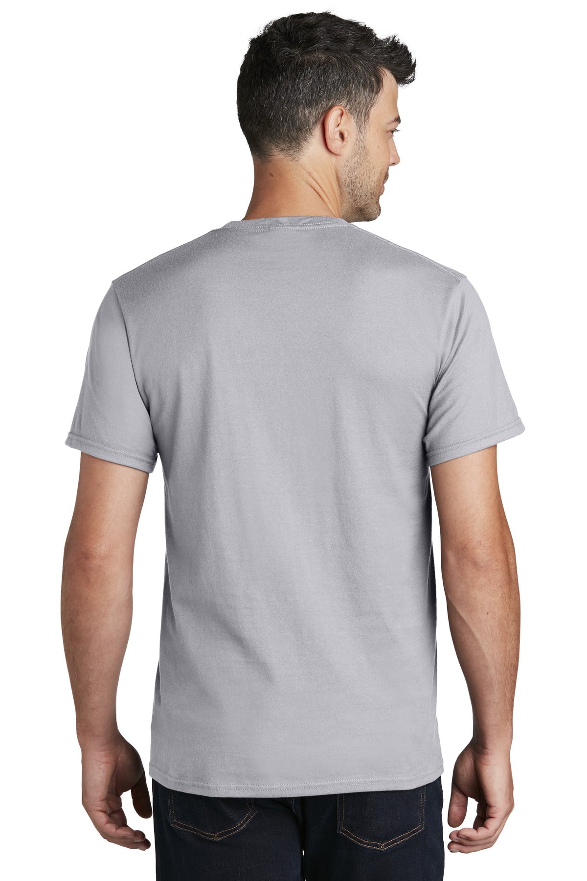 Custom Embroidered Port & Company - Ring Spun Cotton Tee. PC150,Silver