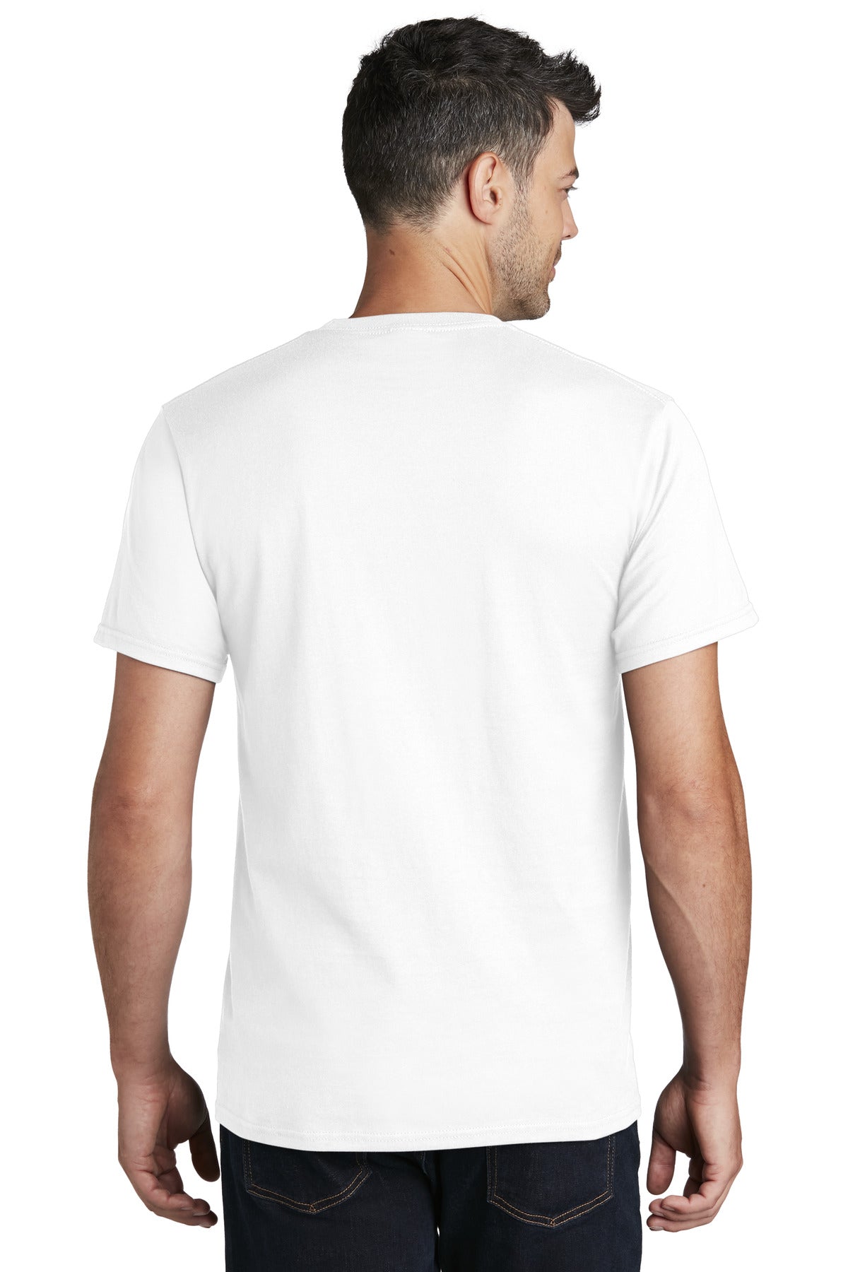 Custom Embroidered Port & Company - Ring Spun Cotton Tee. PC150,White