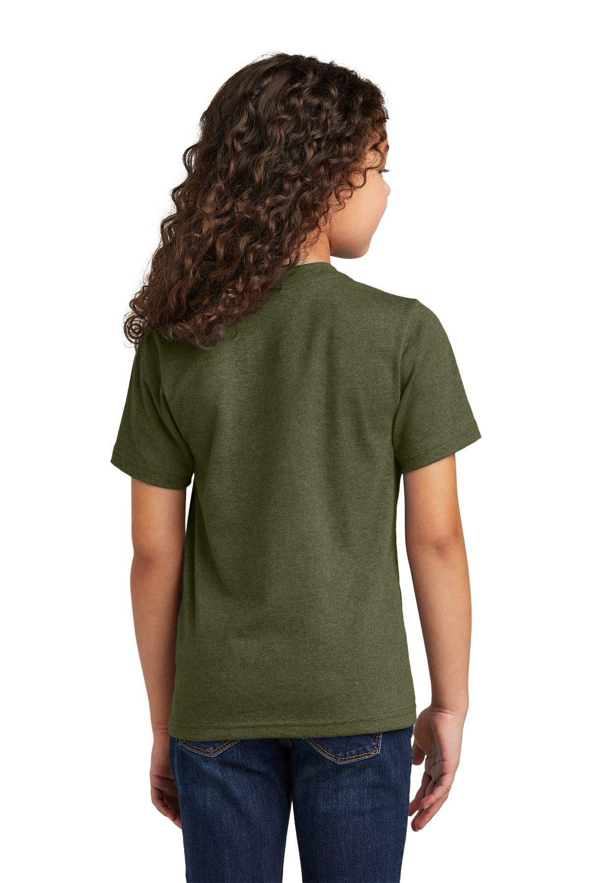 Custom Embroidered Port & Company Youth Tri-Blend Tee PC330Y,Military Green Heather