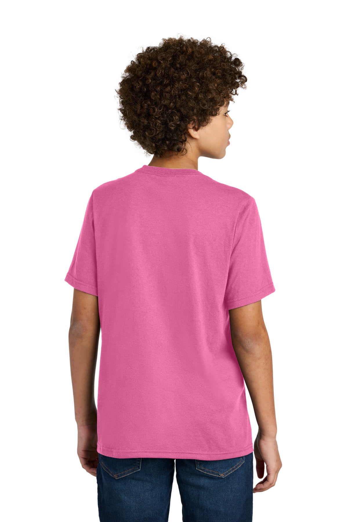 Custom Embroidered Port & Company Youth CVC Tee PC340Y,Awareness Pink
