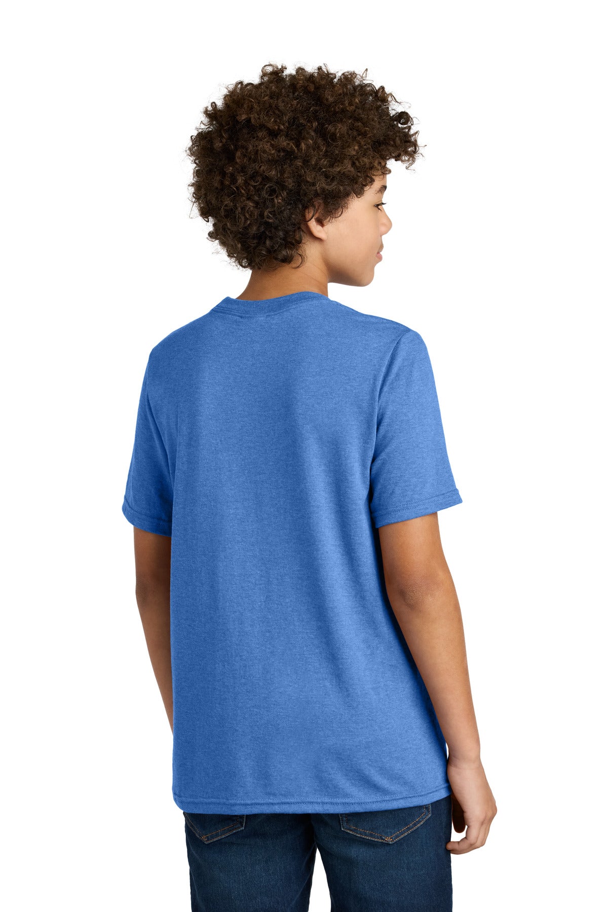 Custom Embroidered Port & Company Youth CVC Tee PC340Y,Heather Royal
