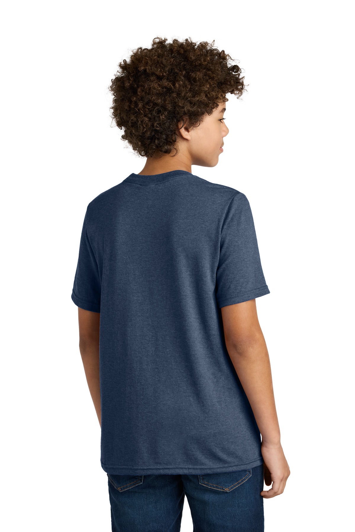 Custom Embroidered Port & Company Youth CVC Tee PC340Y,Team Navy Heather