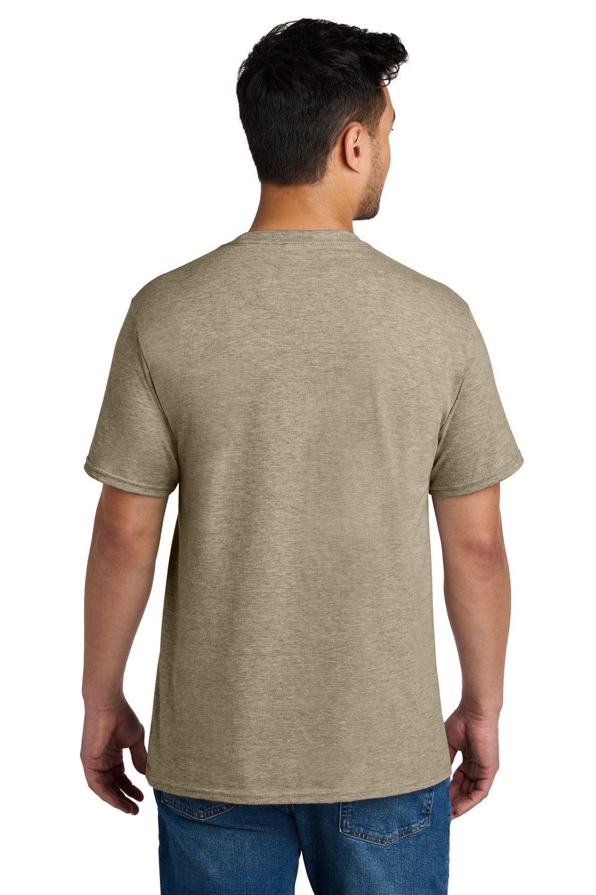 Custom Embroidered Port & Company CVC Tee PC340,Desert Tan Heather