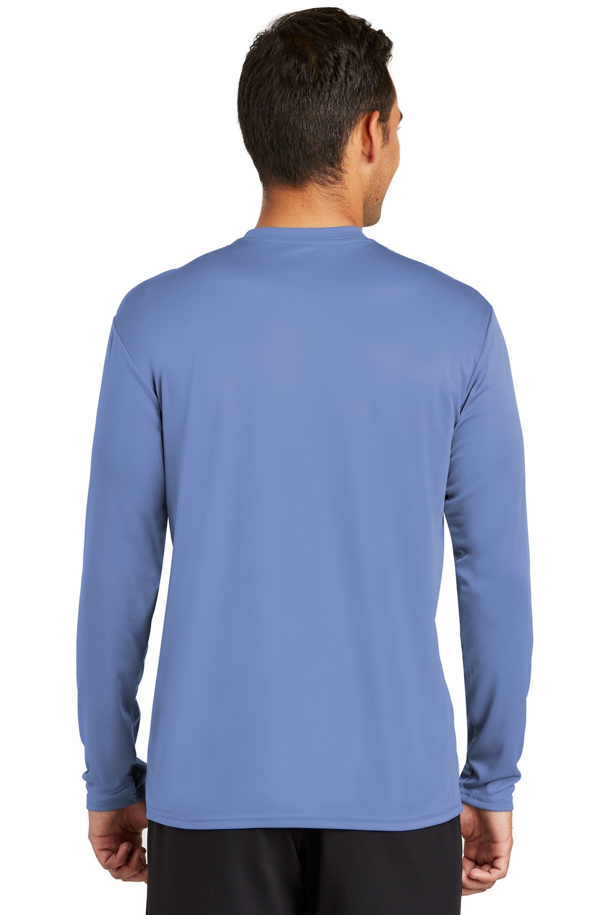 Custom Embroidered Port & Company Long Sleeve Performance Tee. PC380LS,Carolina Blue