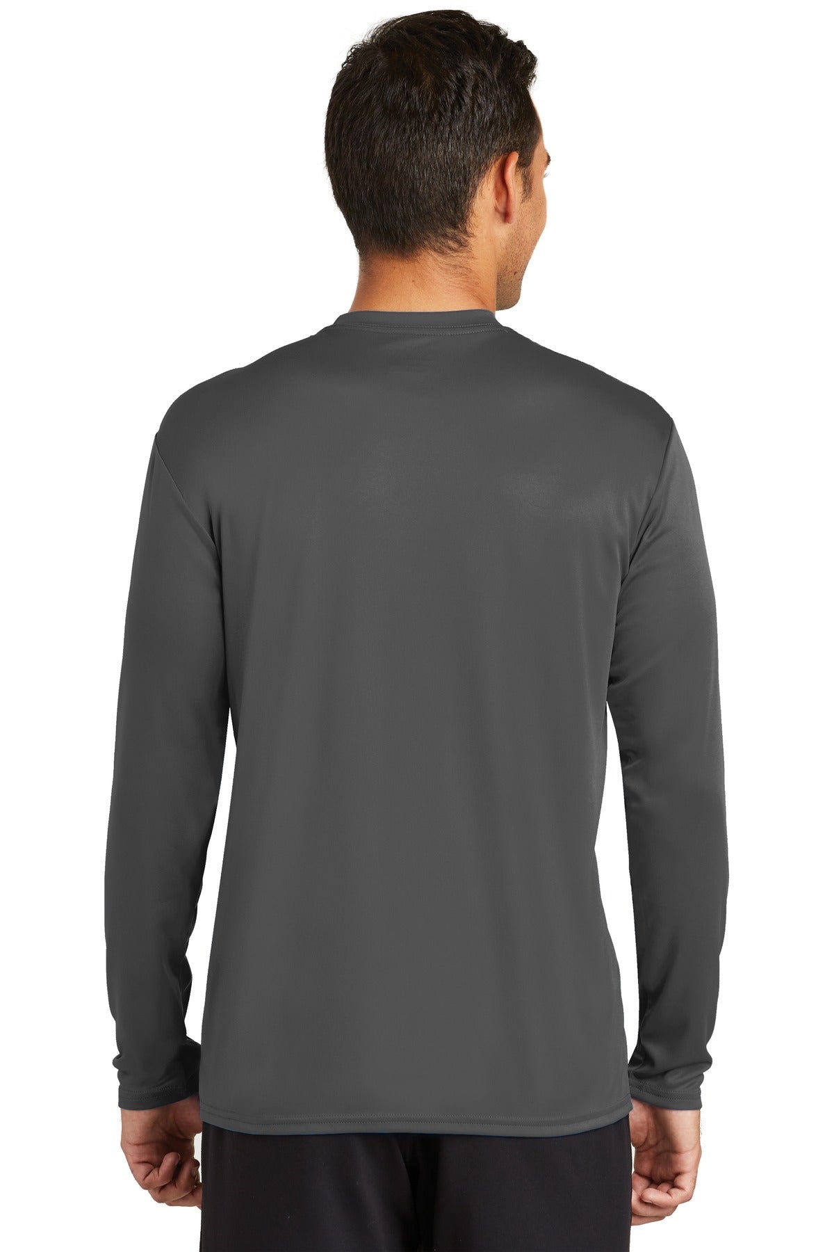 Custom Embroidered Port & Company Long Sleeve Performance Tee. PC380LS,Charcoal