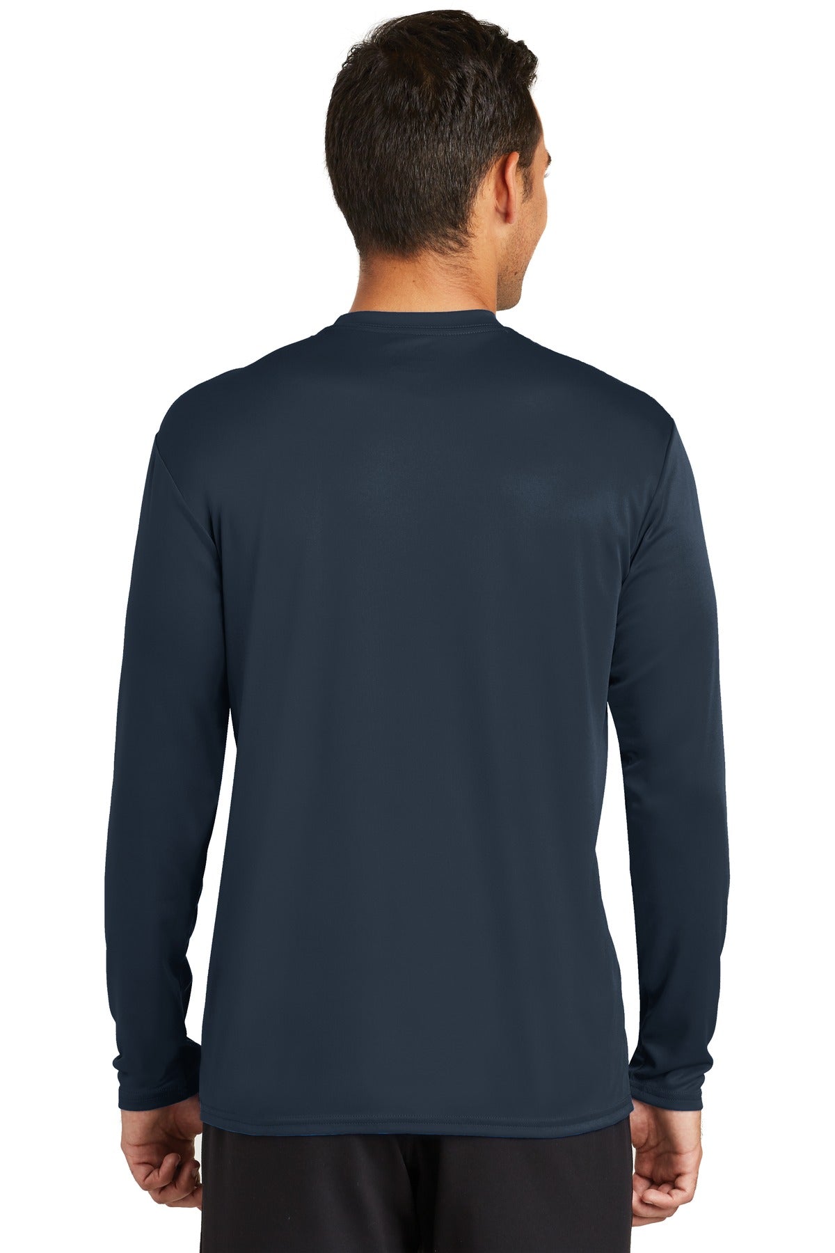 Custom Embroidered Port & Company Long Sleeve Performance Tee. PC380LS,Deep Navy