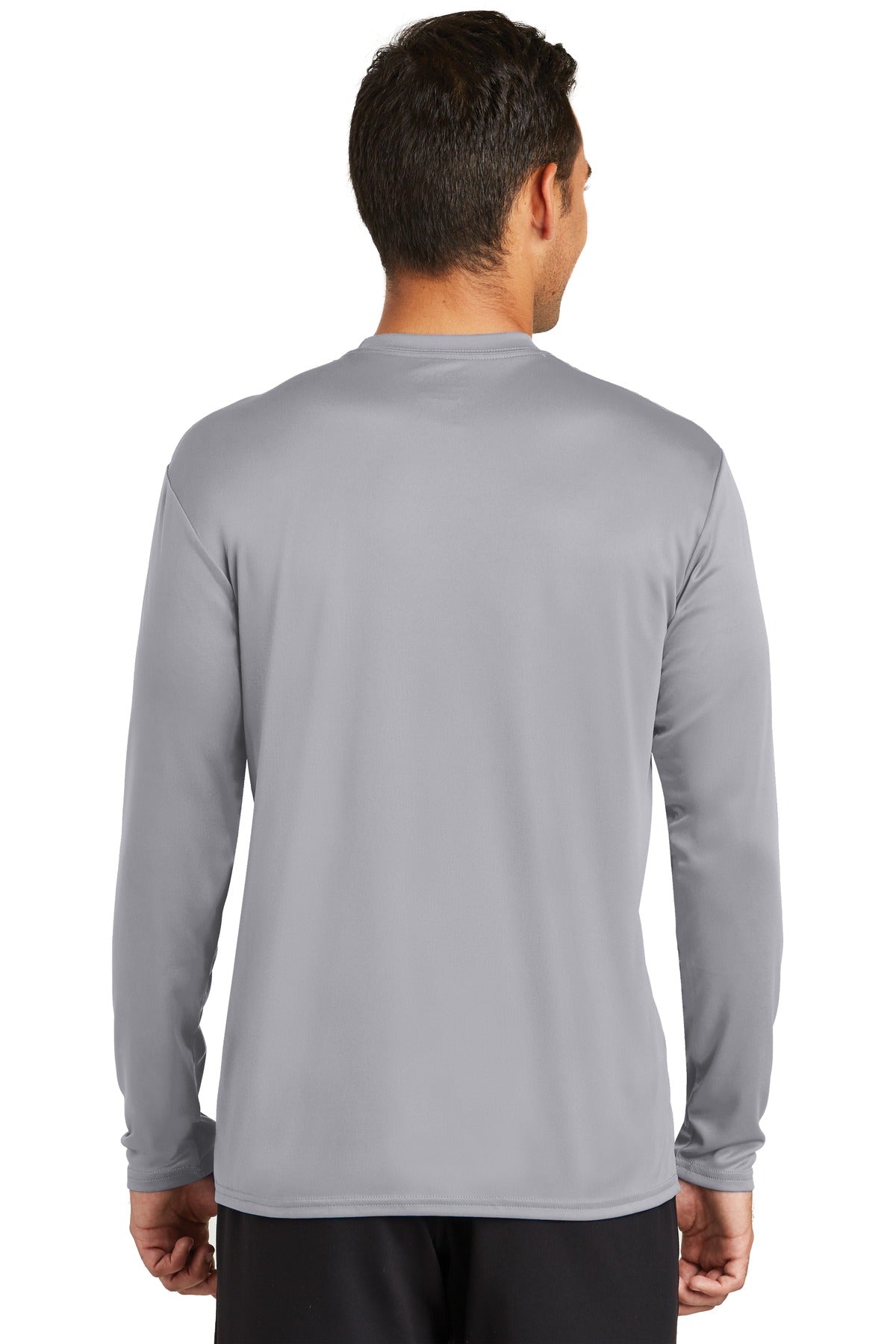 Custom Embroidered Port & Company Long Sleeve Performance Tee. PC380LS,Silver