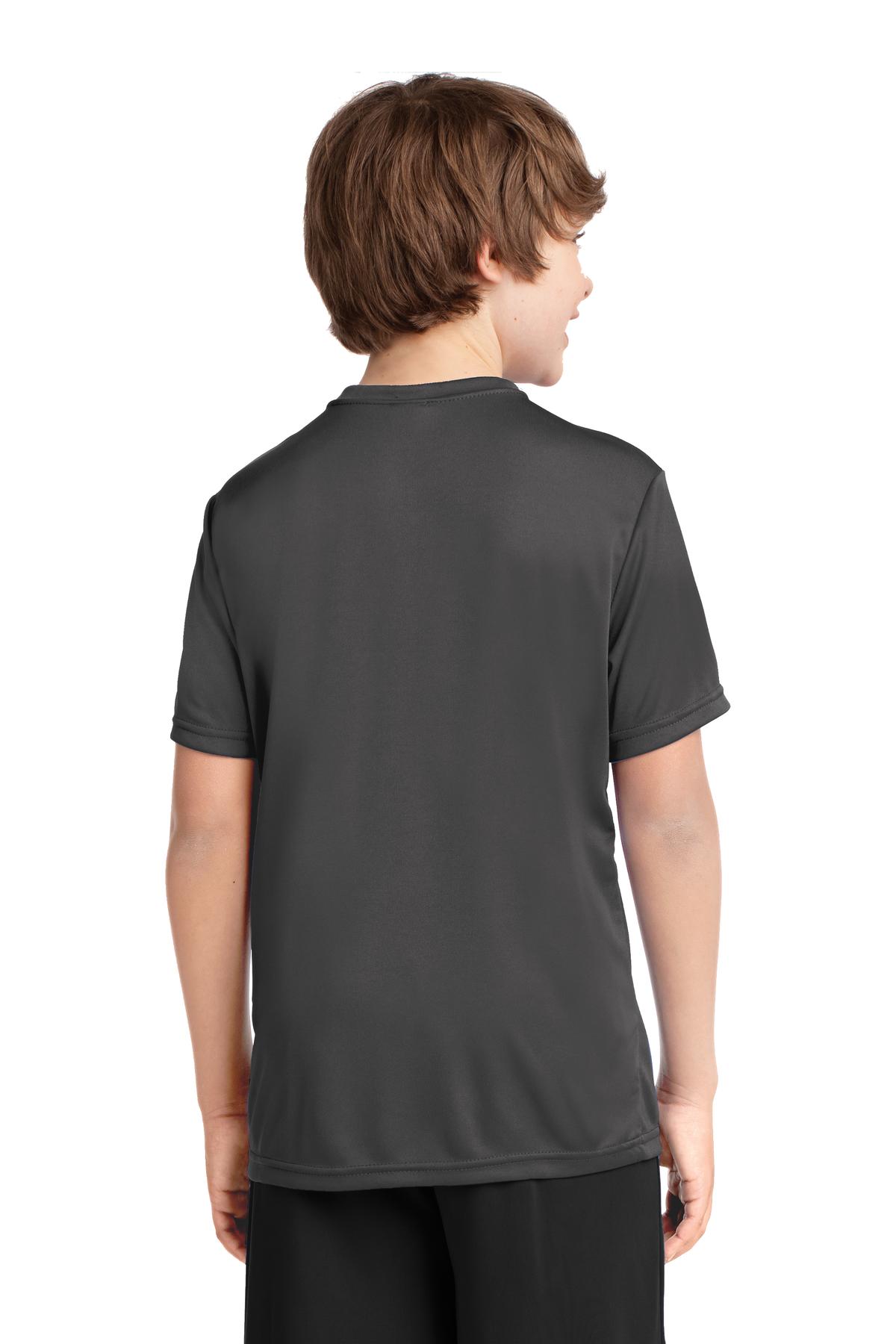 Custom Embroidered Port & Company Youth Performance Tee. PC380Y,Charcoal