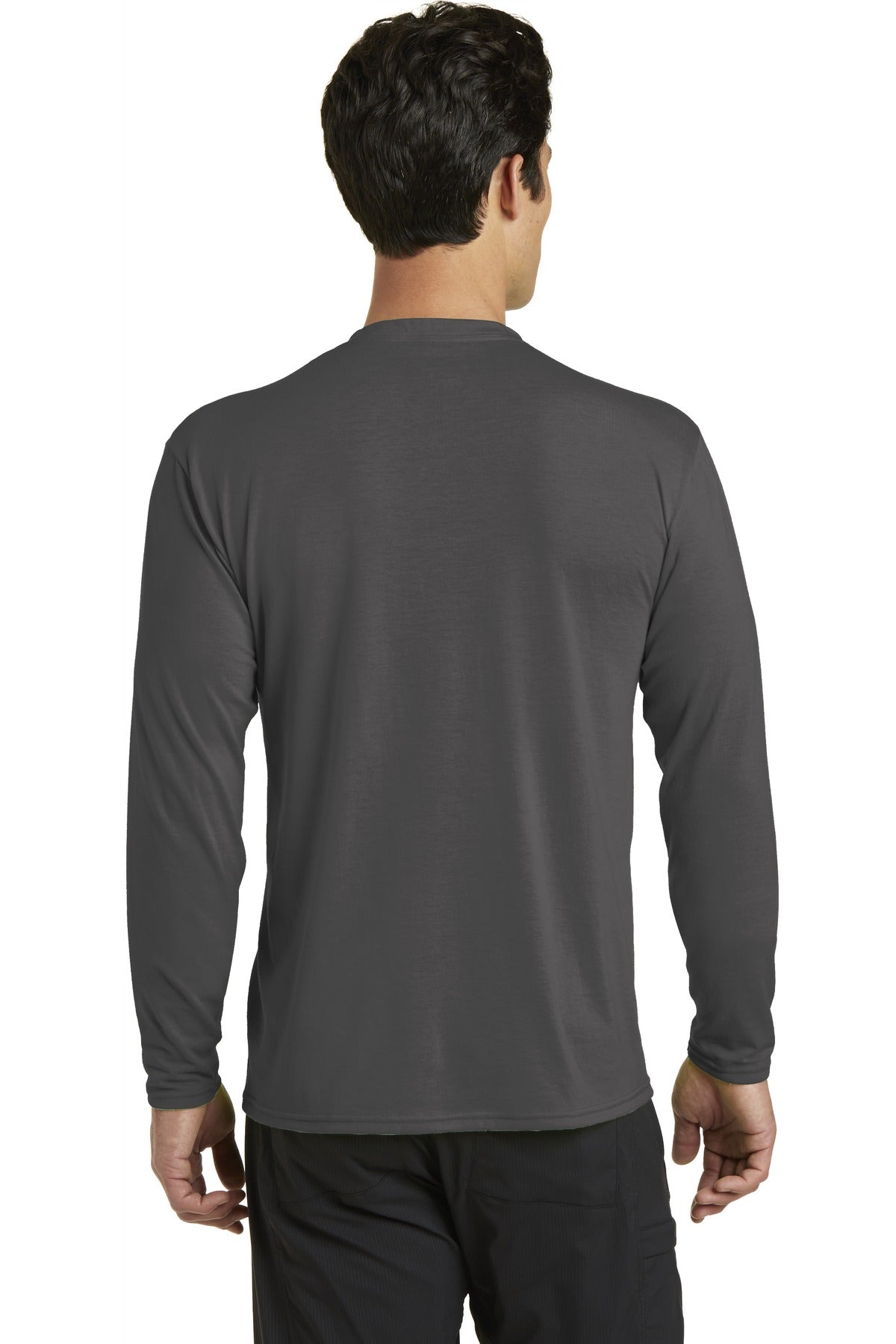 Custom Embroidered Port & Company Long Sleeve Performance Blend Tee. PC381LS,Charcoal