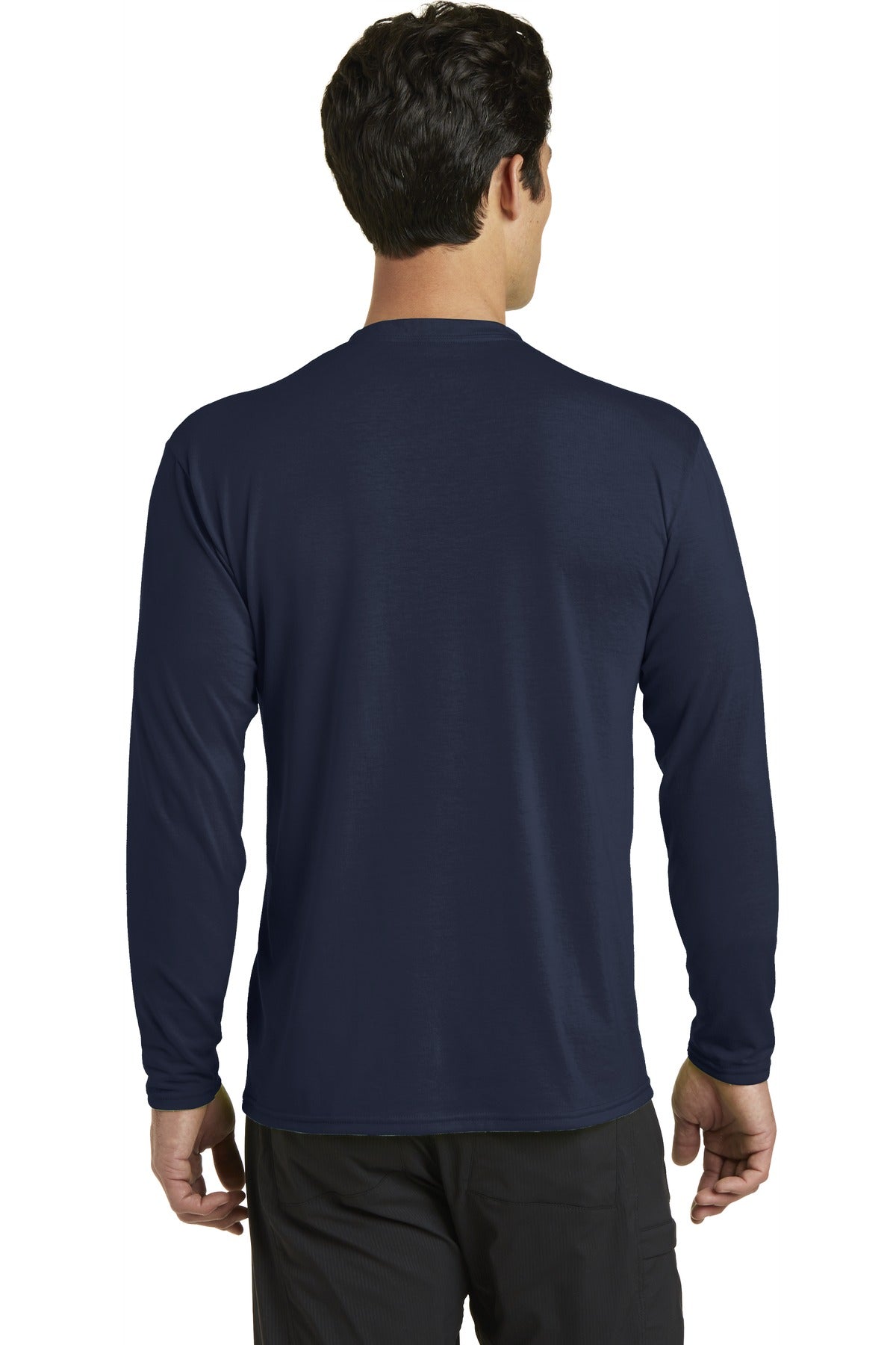 Custom Embroidered Port & Company Long Sleeve Performance Blend Tee. PC381LS,Deep Navy