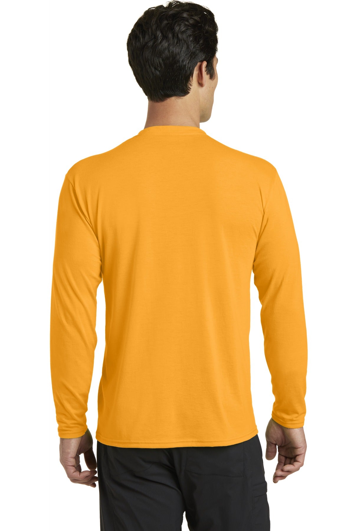 Custom Embroidered Port & Company Long Sleeve Performance Blend Tee. PC381LS,Gold