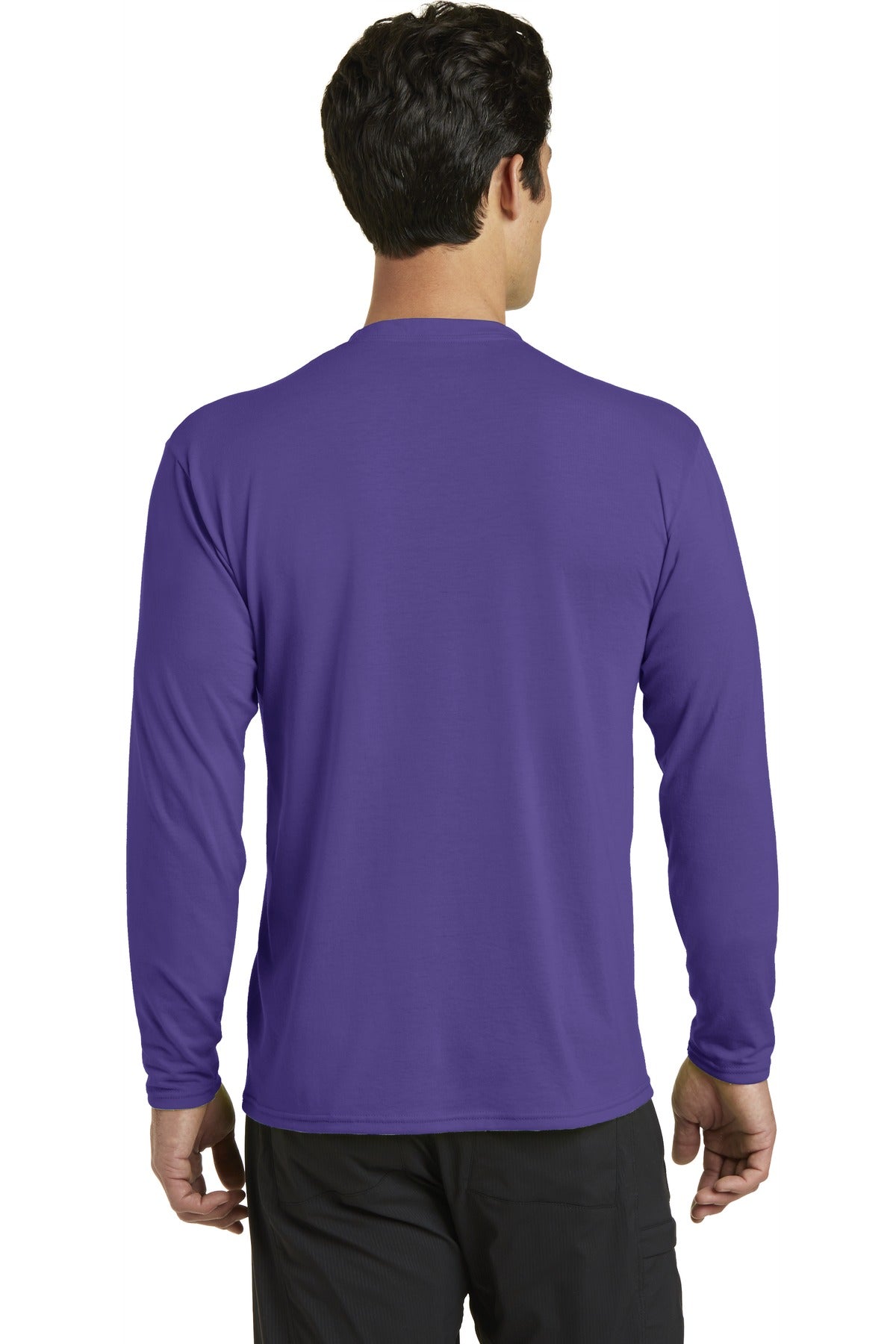 Custom Embroidered Port & Company Long Sleeve Performance Blend Tee. PC381LS,Purple
