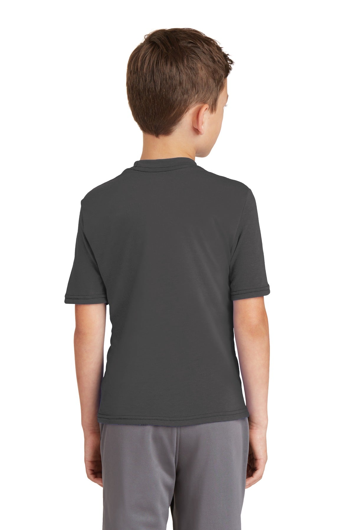 Custom Embroidered Port & Company Youth Performance Blend Tee. PC381Y,Charcoal