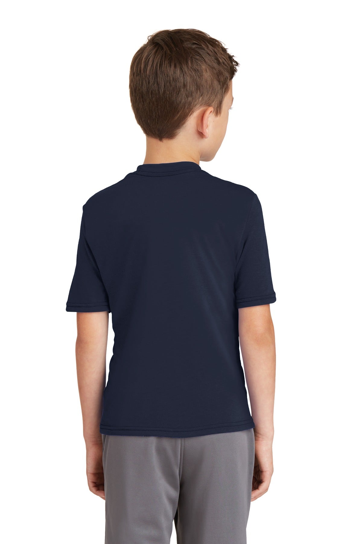 Custom Embroidered Port & Company Youth Performance Blend Tee. PC381Y,Deep Navy