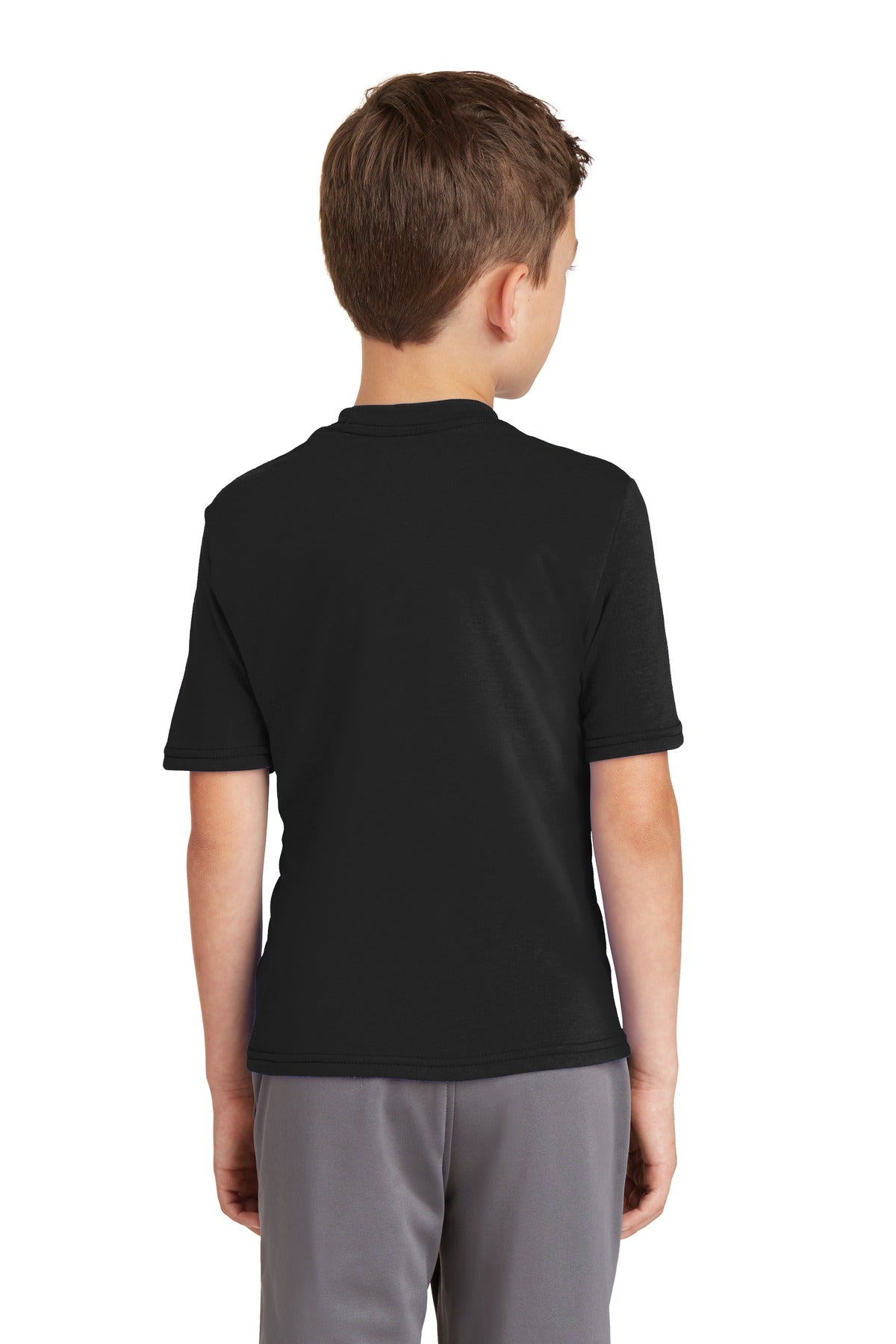 Custom Embroidered Port & Company Youth Performance Blend Tee. PC381Y,Jet Black