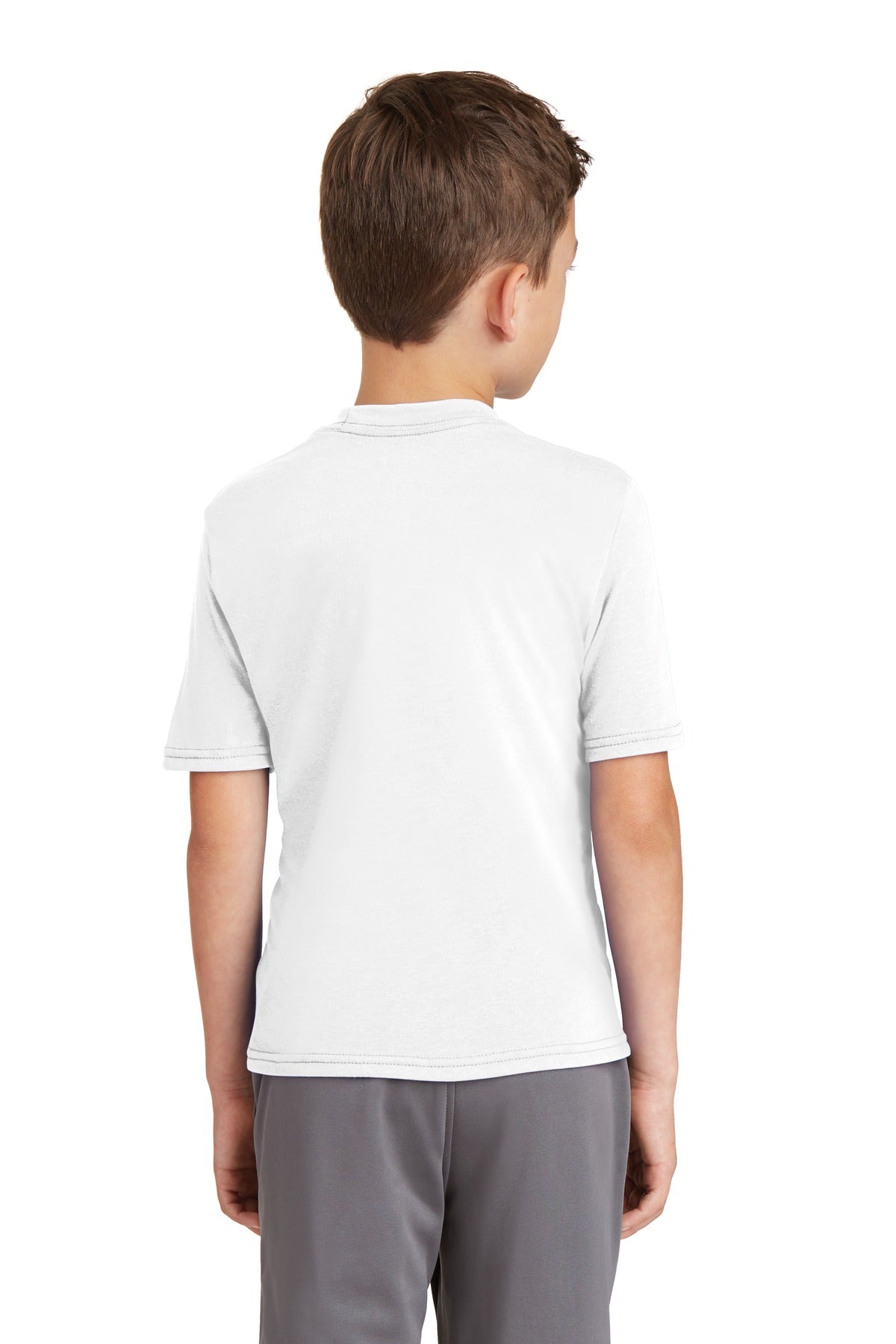 Custom Embroidered Port & Company Youth Performance Blend Tee. PC381Y,White
