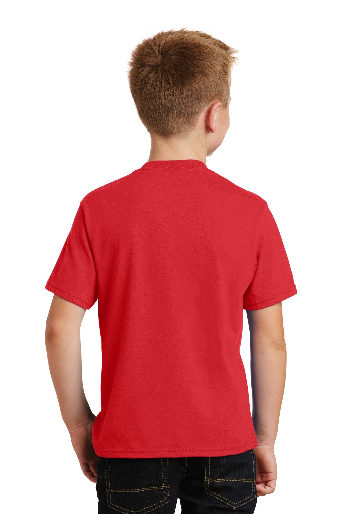 Custom Embroidered Port & Company Youth Fan Favorite Tee. PC450Y,Bright Red