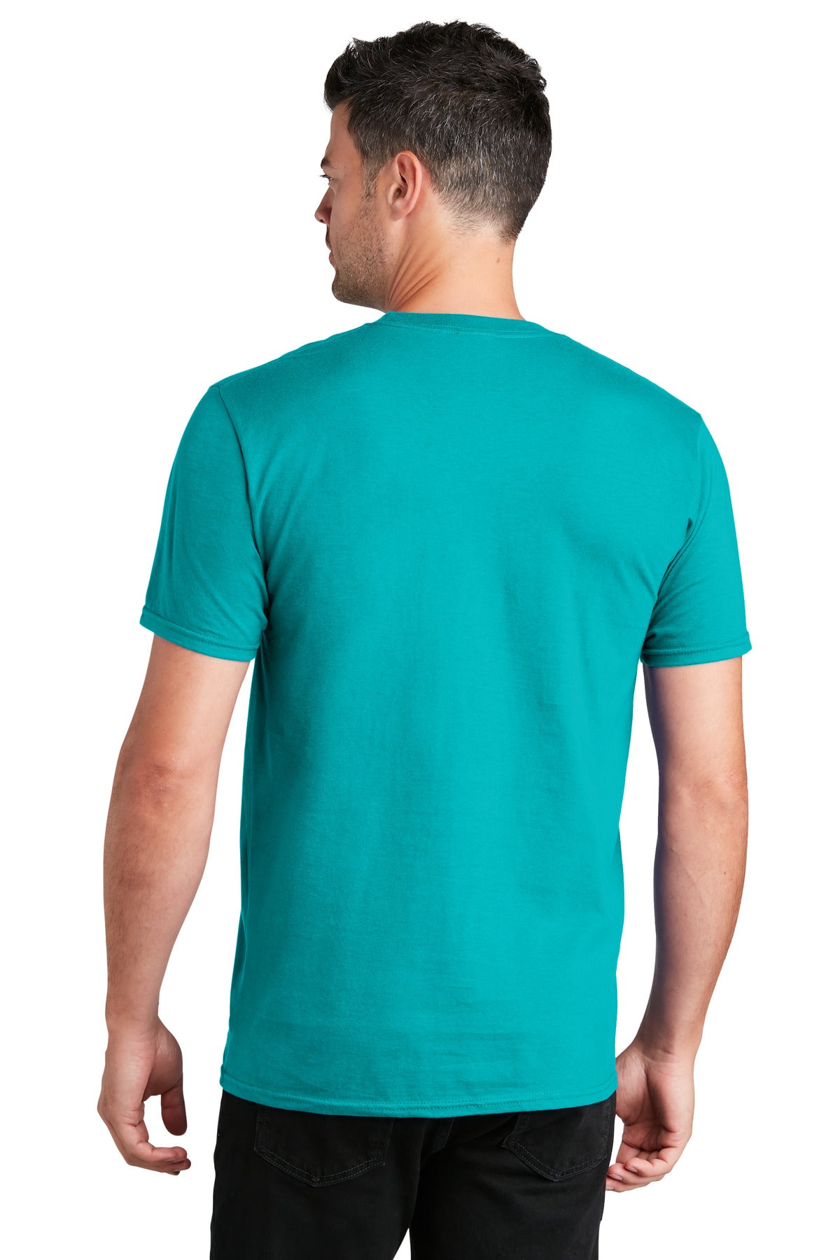 Custom Embroidered Port & Company Fan Favorite Tee. PC450,Bright Aqua