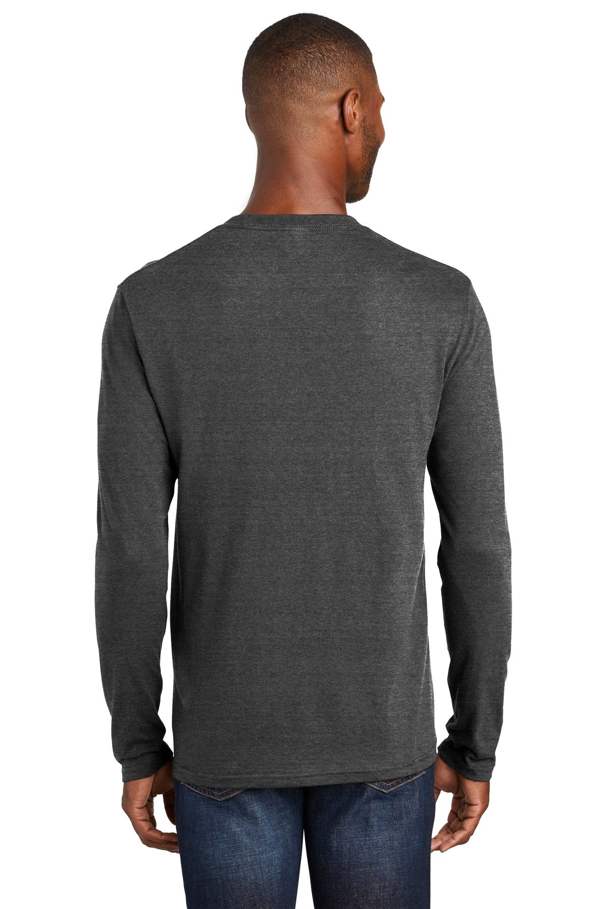 Custom Embroidered Port & Company Long Sleeve Fan Favorite Blend Tee. PC455LS,Black Heather