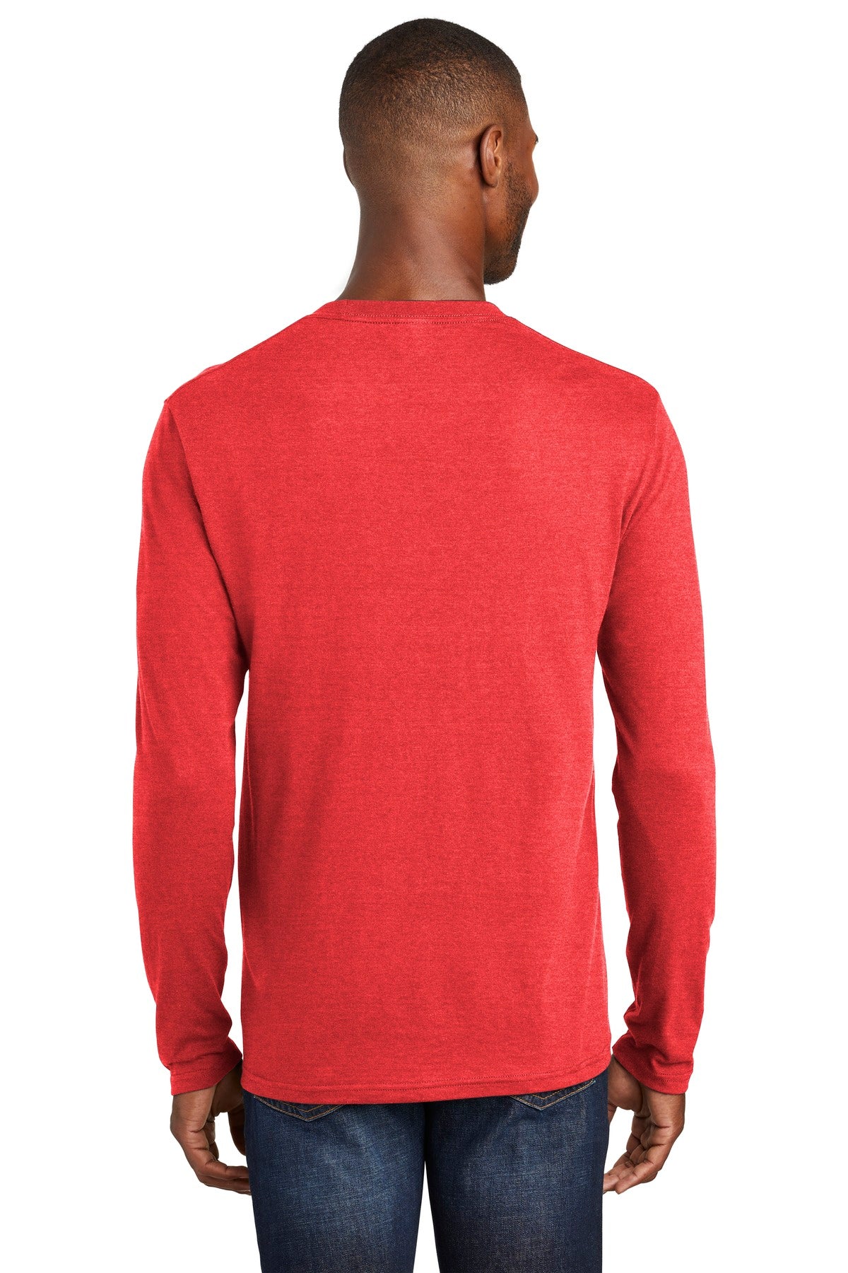 Custom Embroidered Port & Company Long Sleeve Fan Favorite Blend Tee. PC455LS,Bright Red Heather